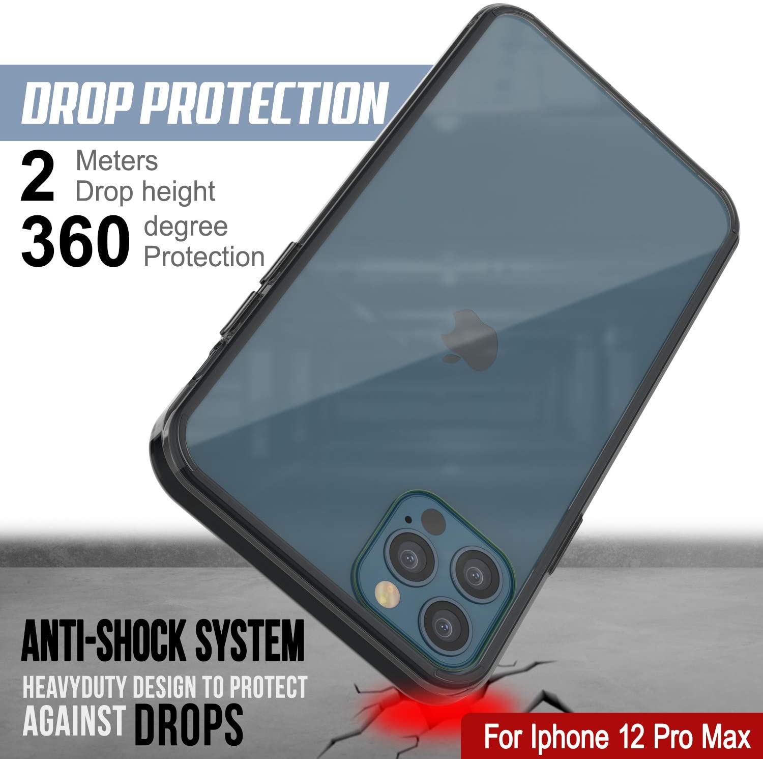 iPhone 13 Pro Max Case Punkcase® LUCID 2.0 Crystal Black Series w/ PUNK SHIELD Screen Protector | Ultra Fit