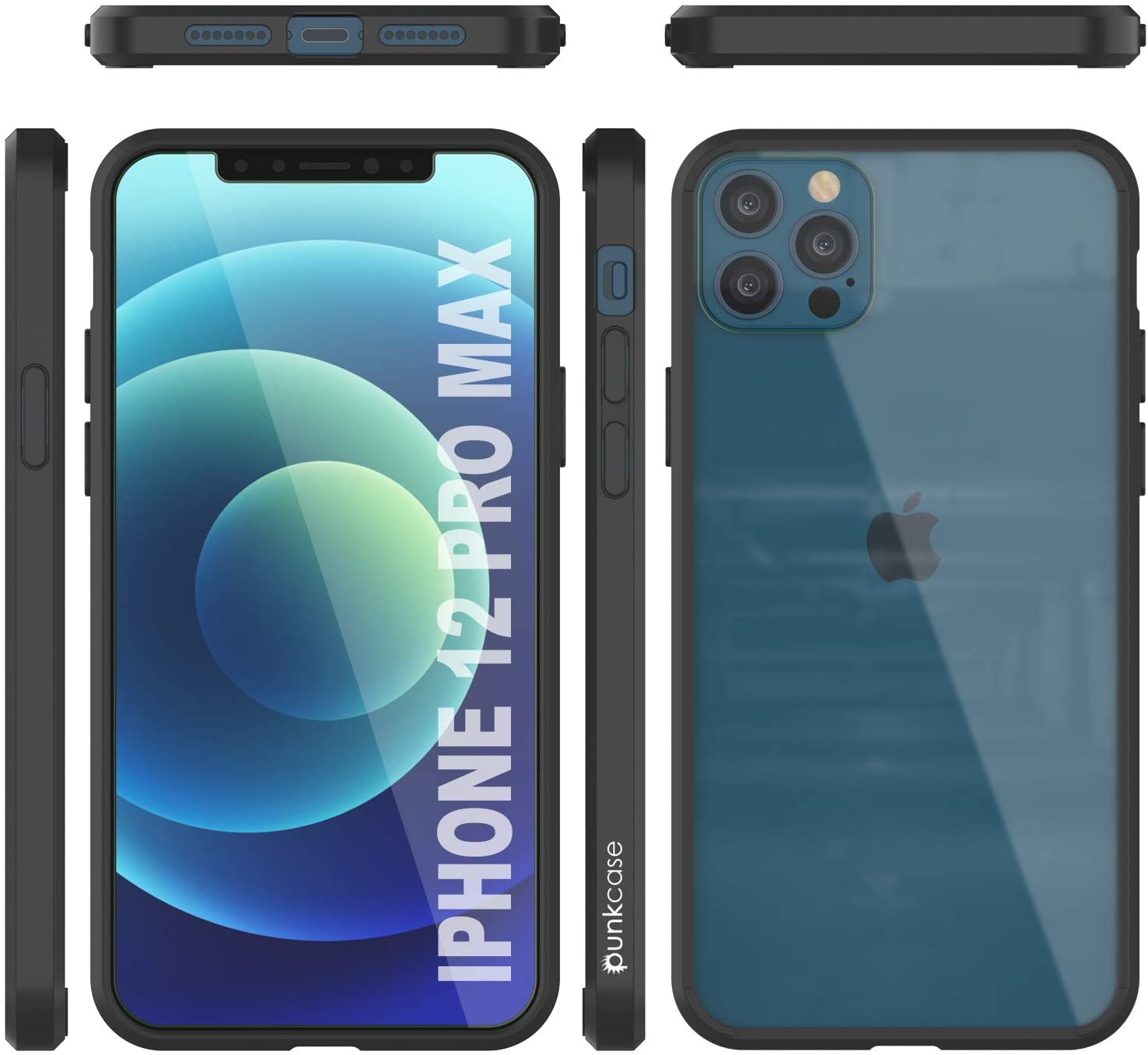 iPhone 12 Pro Max Case Punkcase® LUCID 2.0 Black Series w/ PUNK SHIELD Screen Protector | Ultra Fit