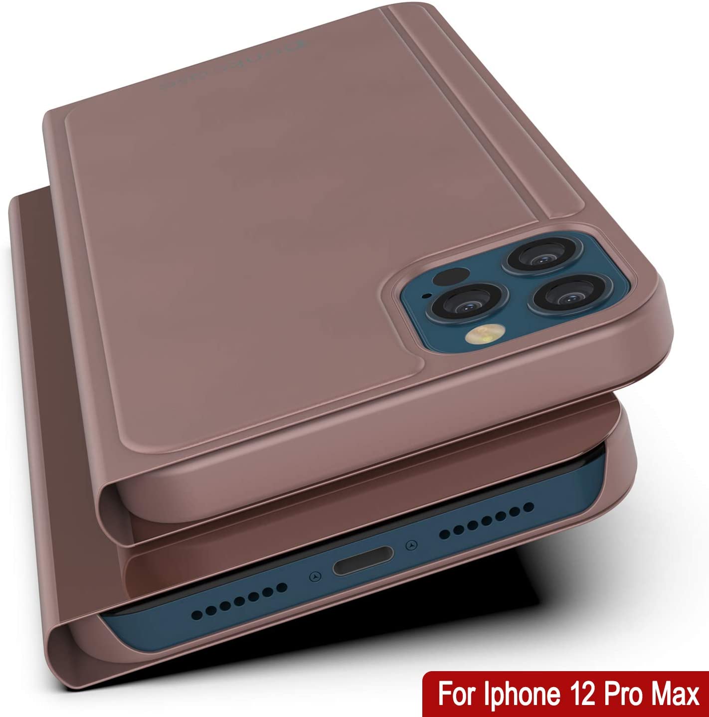 Punkcase iPhone 12 Pro Max Reflector Case Protective Flip Cover [Rose]