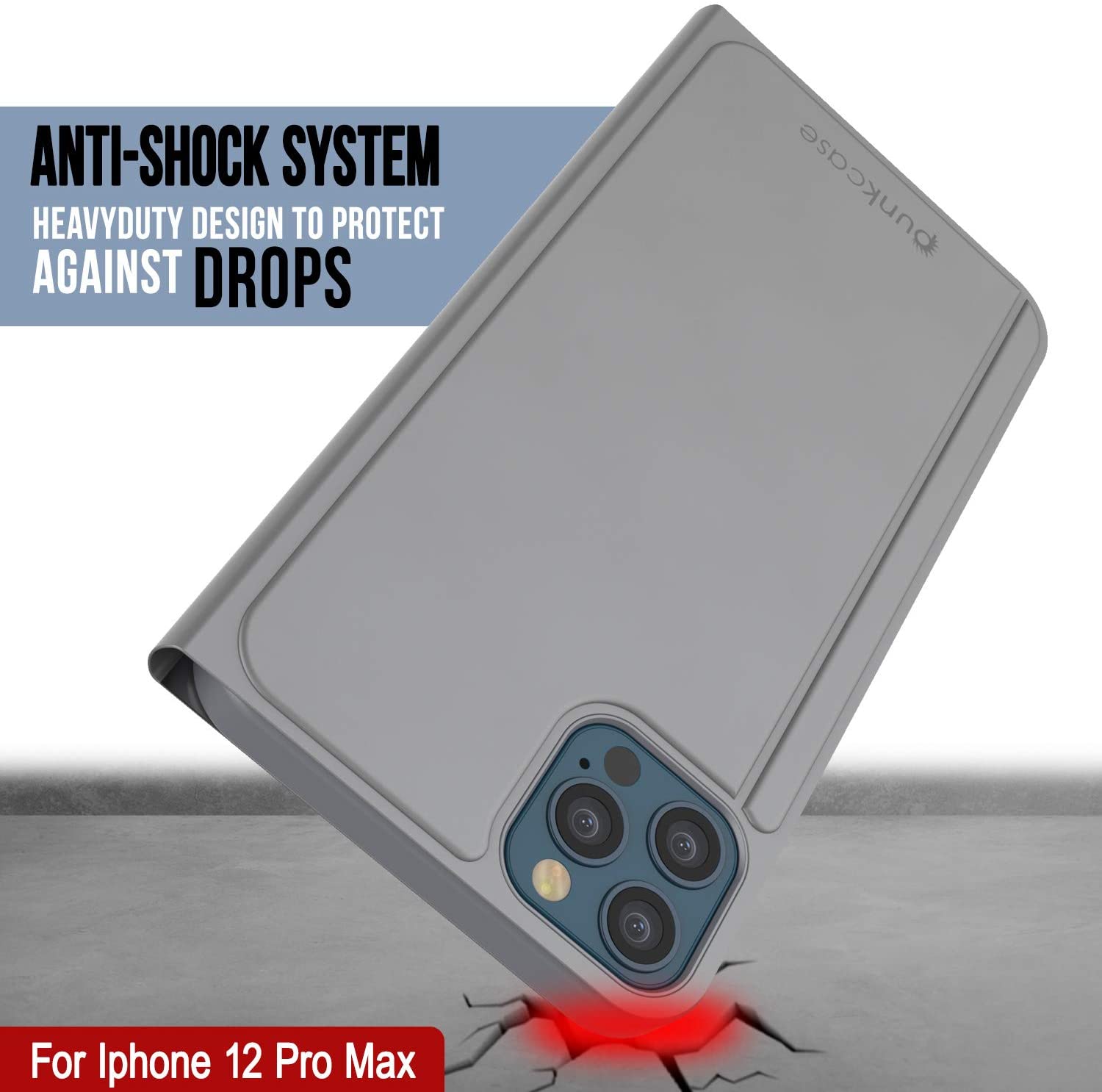 Punkcase iPhone 12 Pro Max Reflector Case Protective Flip Cover [Silver]