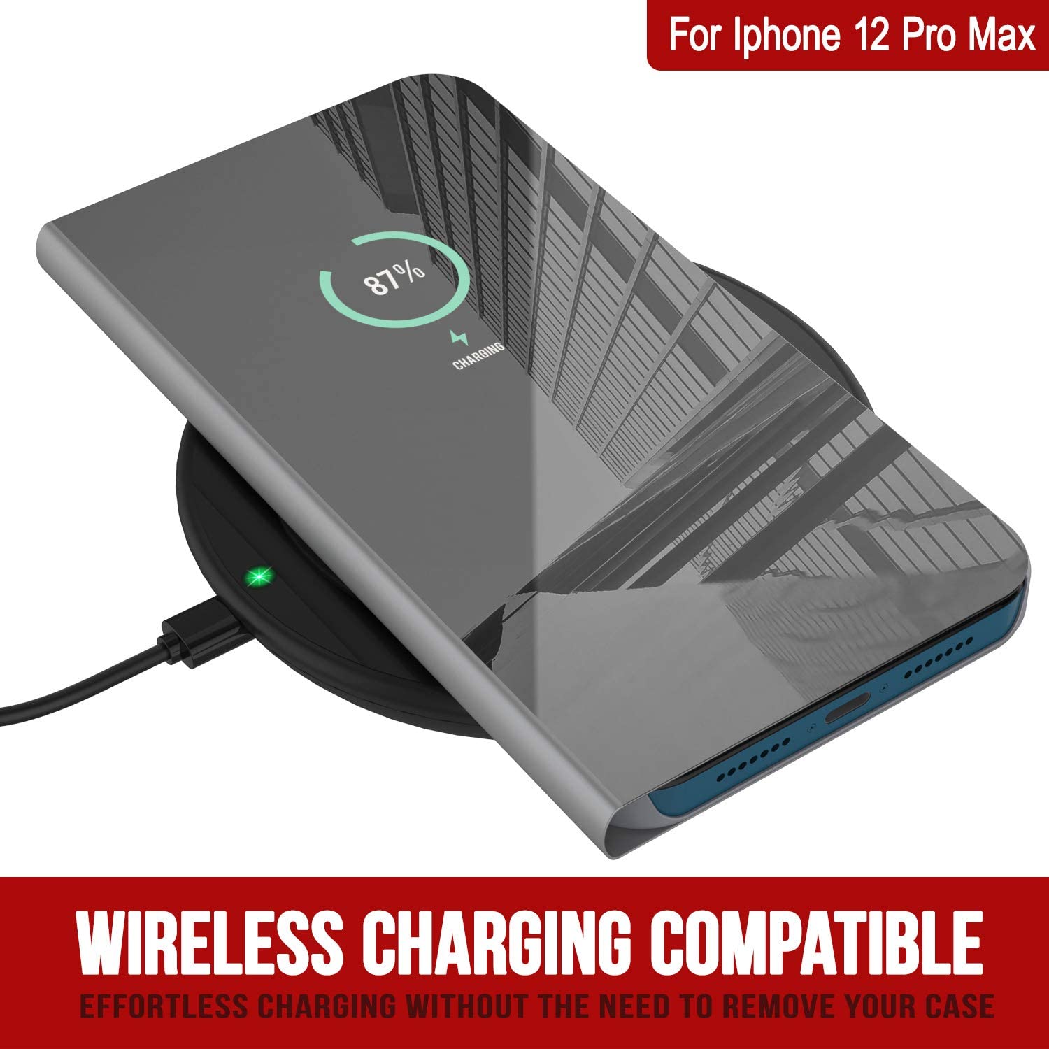 Punkcase iPhone 12 Pro Max Reflector Case Protective Flip Cover [Silver]