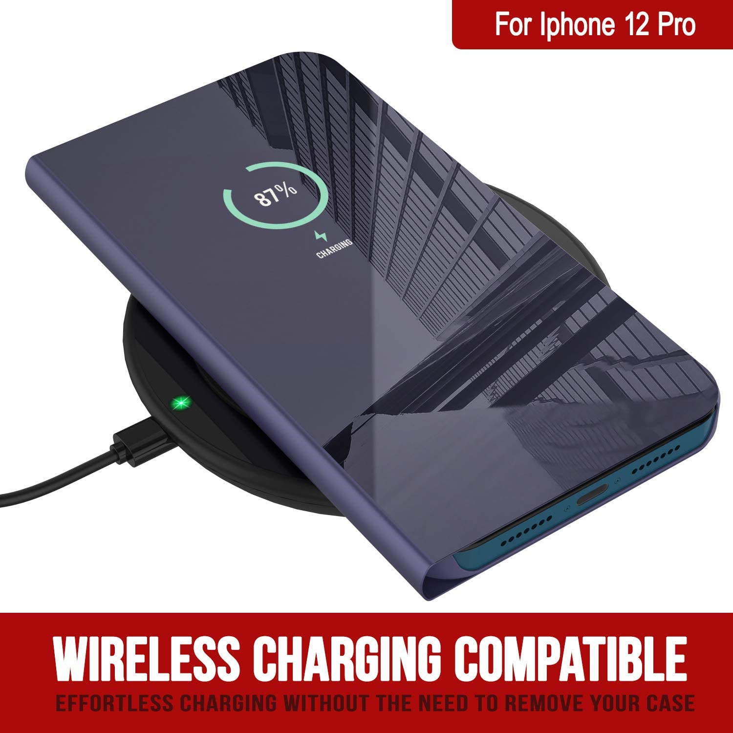 Punkcase iPhone 12 Pro Reflector Case Protective Flip Cover [Purple]