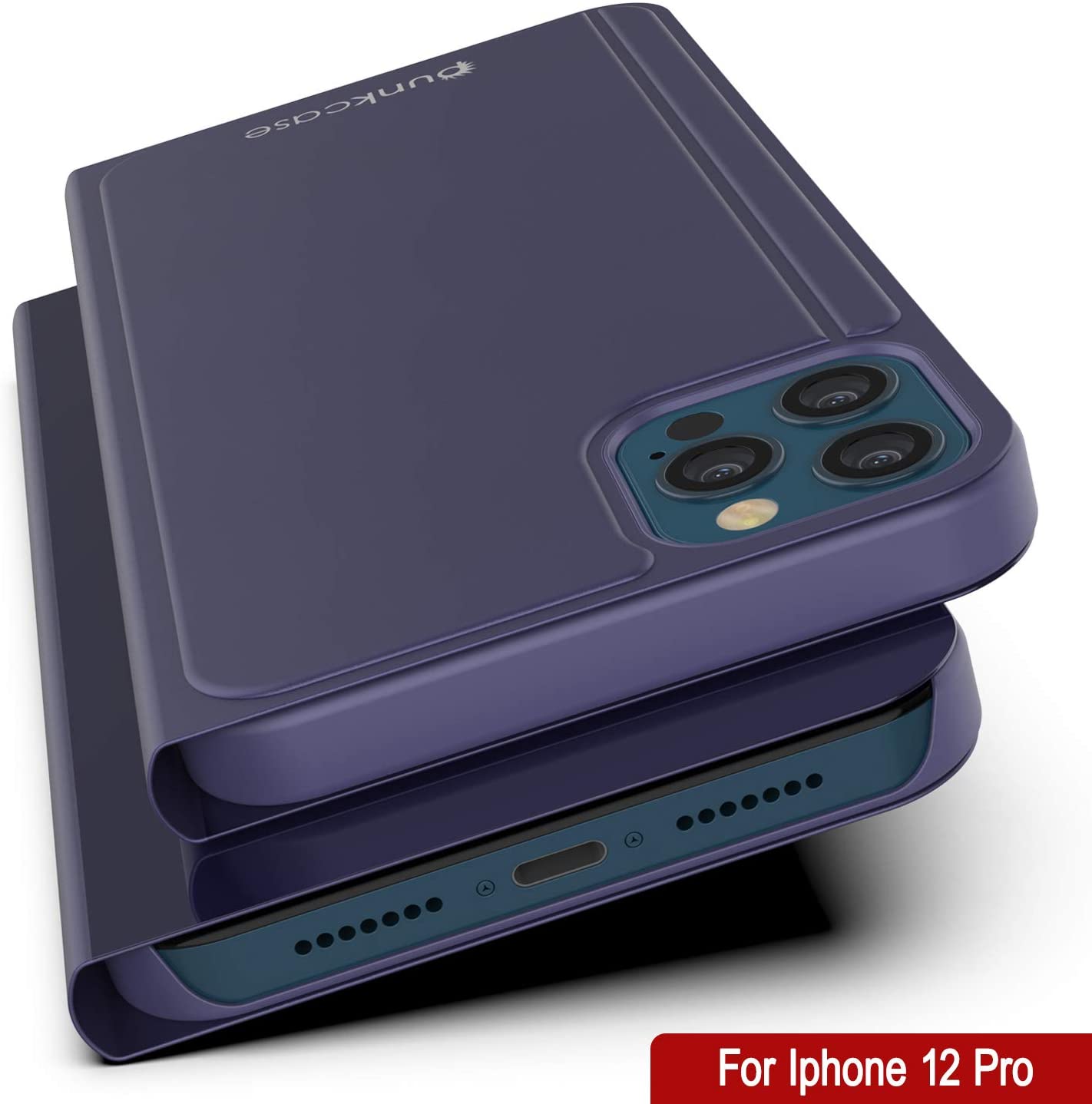 Punkcase iPhone 12 Pro Reflector Case Protective Flip Cover [Purple]