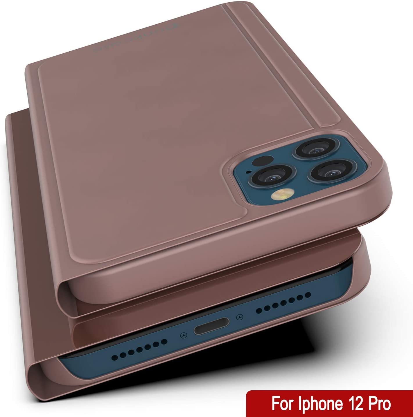 Punkcase iPhone 12 Pro Reflector Case Protective Flip Cover [Rose]