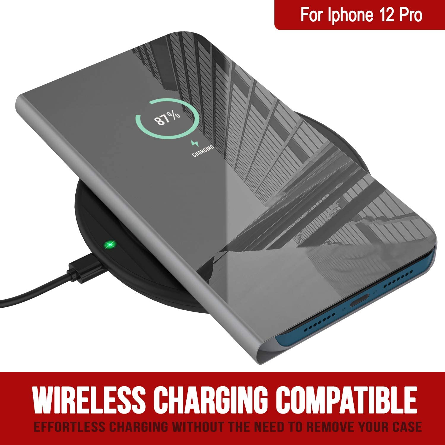 Punkcase iPhone 12 Pro Reflector Case Protective Flip Cover [Silver]