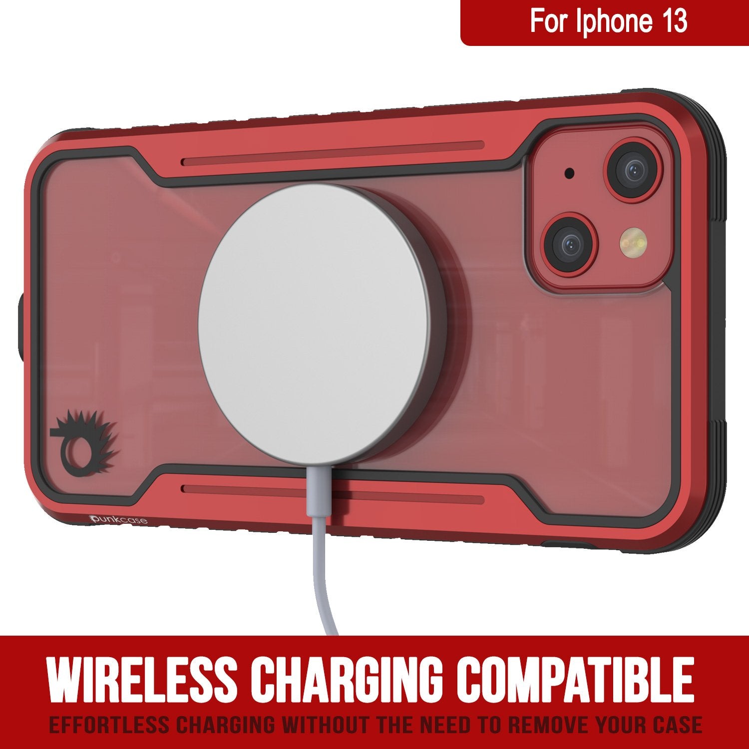 Punkcase iPhone 13 ravenger Case Protective Military Grade Multilayer Cover [Red]