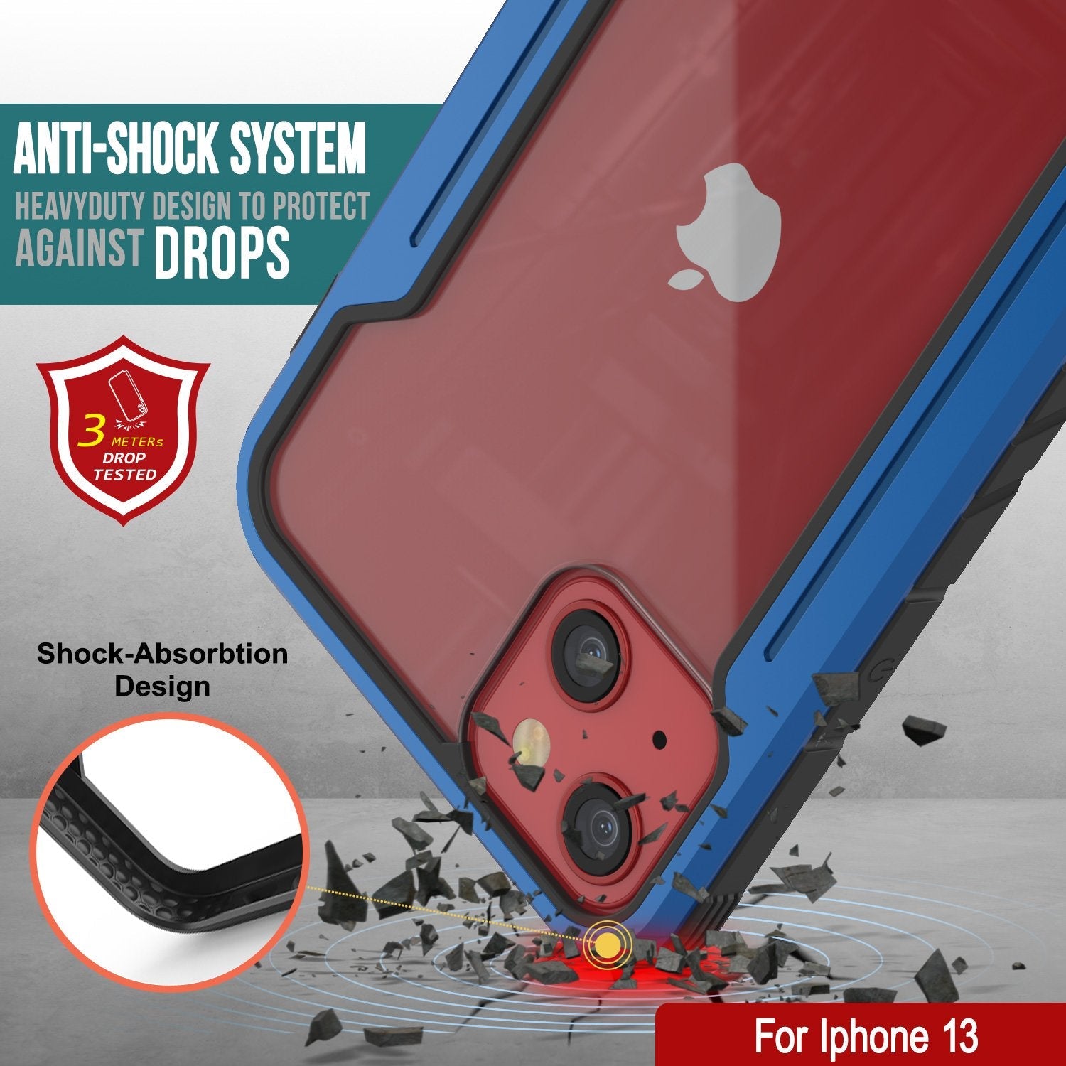 Punkcase iPhone 13 ravenger Case Protective Military Grade Multilayer Cover [Navy Blue]