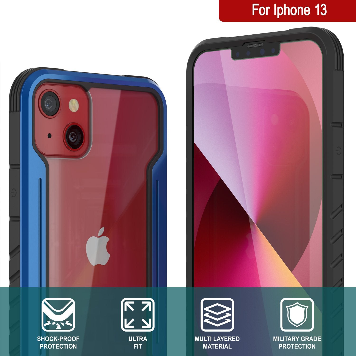 Punkcase iPhone 13 ravenger Case Protective Military Grade Multilayer Cover [Navy Blue]