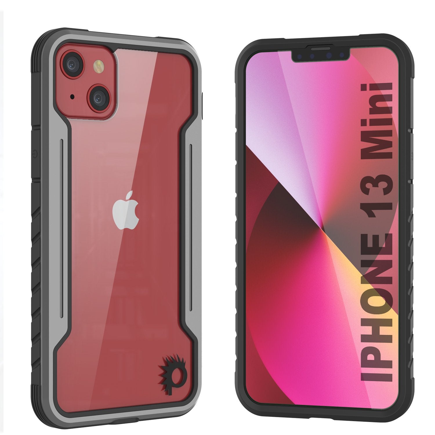 Punkcase iPhone 13 Mini ravenger Case Protective Military Grade Multilayer Cover [Grey-Black]