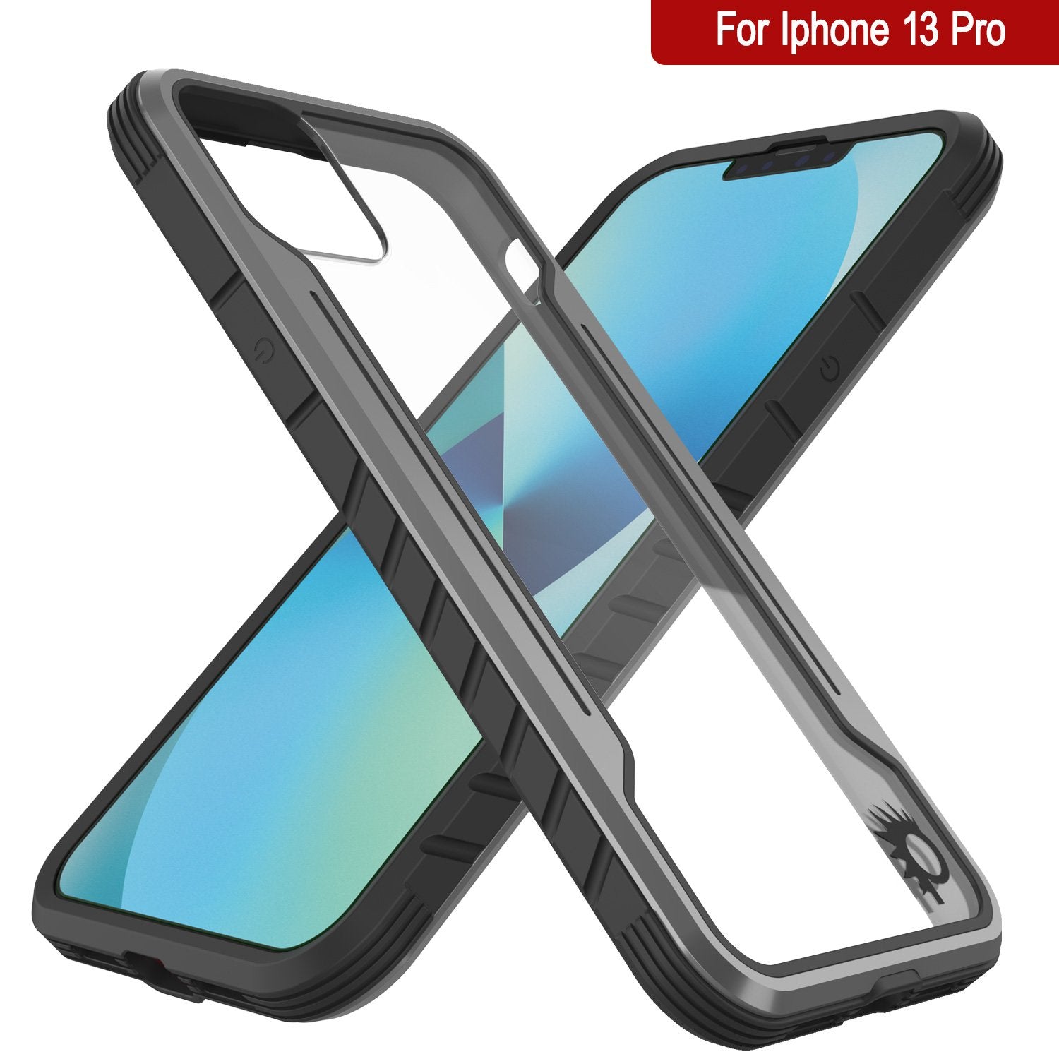 Punkcase iPhone 13 Pro ravenger Case Protective Military Grade Multilayer Cover [Grey-Black]