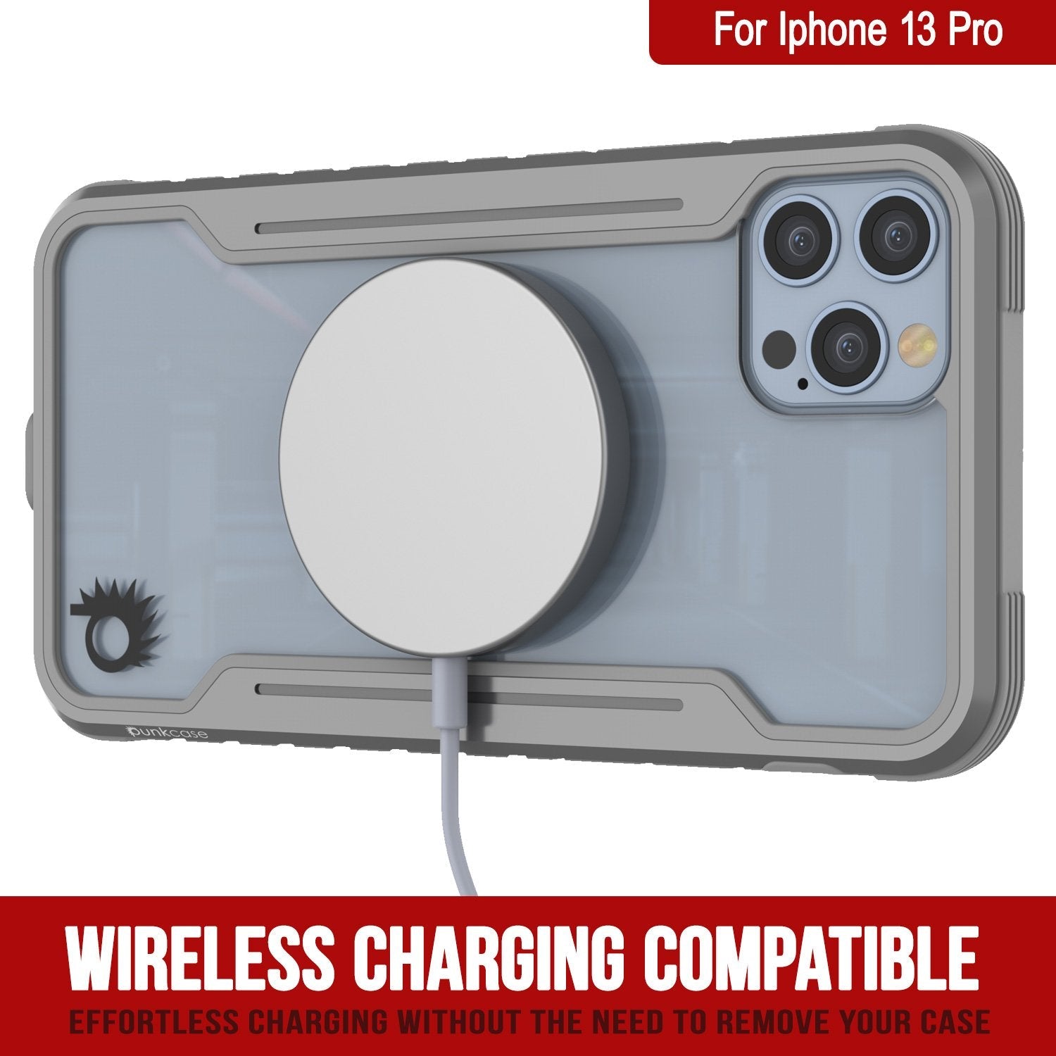 Punkcase iPhone 13 Pro ravenger Case Protective Military Grade Multilayer Cover [Grey]