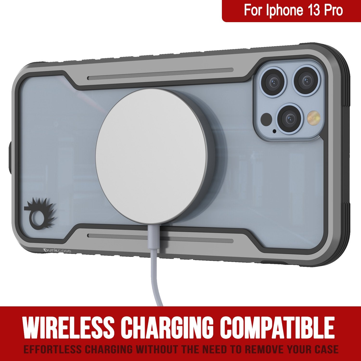 Punkcase iPhone 13 Pro ravenger Case Protective Military Grade Multilayer Cover [Grey-Black]