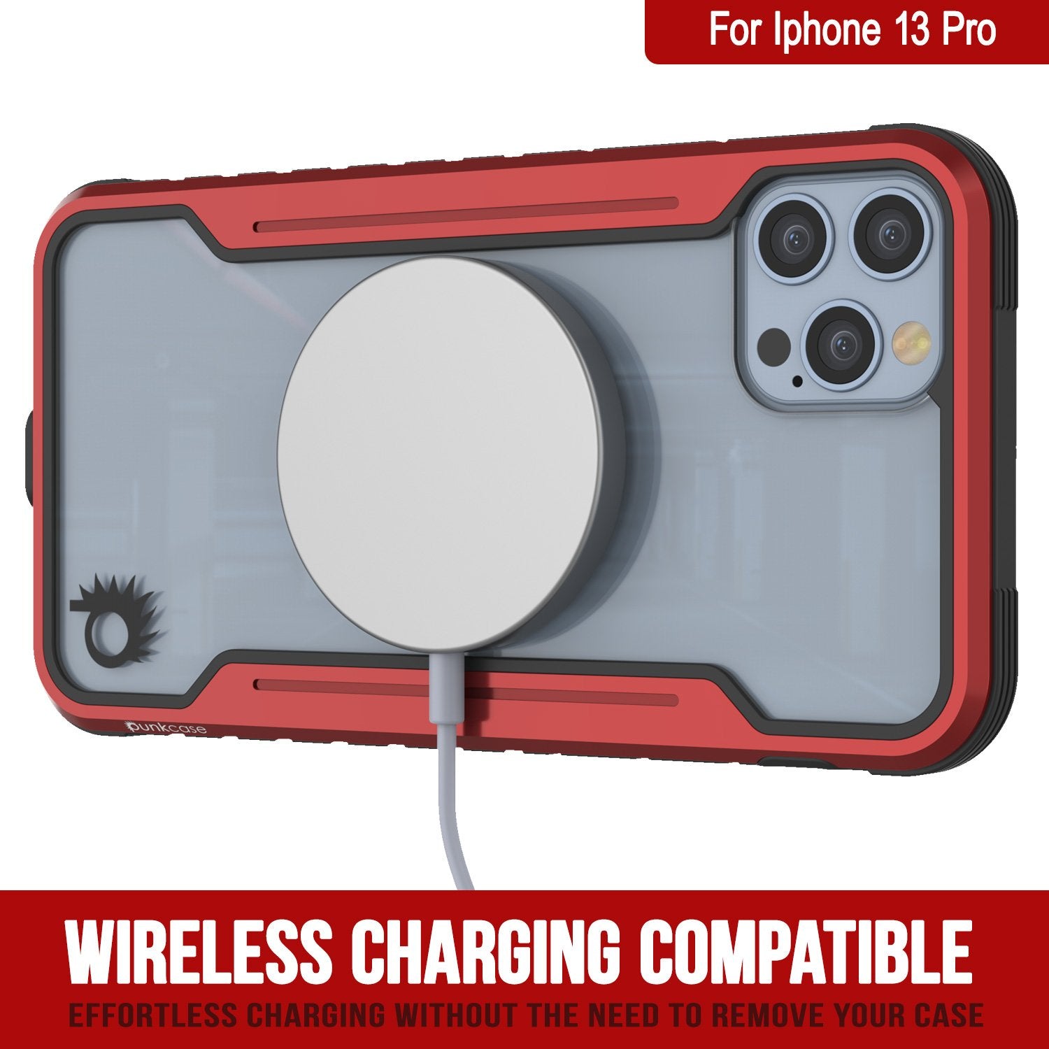 Punkcase iPhone 13 Pro ravenger Case Protective Military Grade Multilayer Cover [Red]