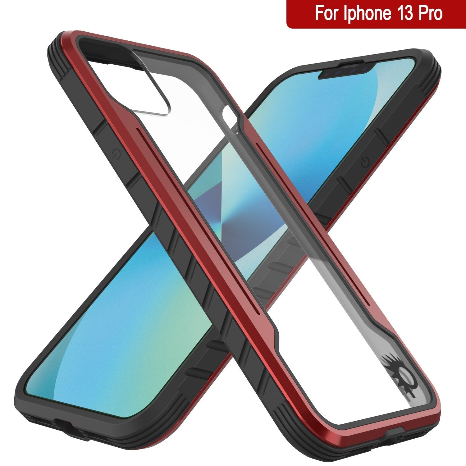 Punkcase iPhone 13 Pro ravenger Case Protective Military Grade Multilayer Cover [Red]