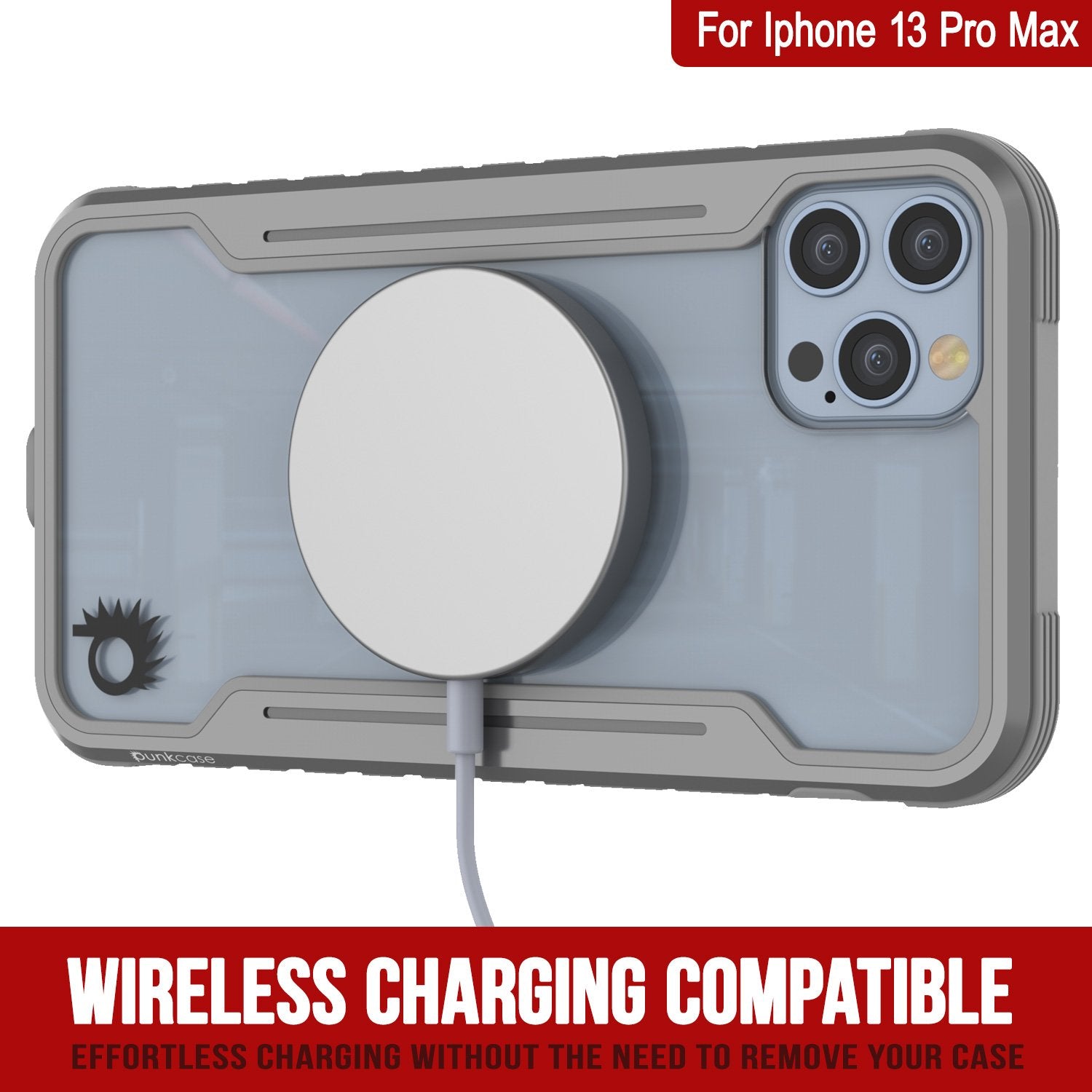 Punkcase iPhone 13 Pro Max ravenger Case Protective Military Grade Multilayer Cover [Grey]