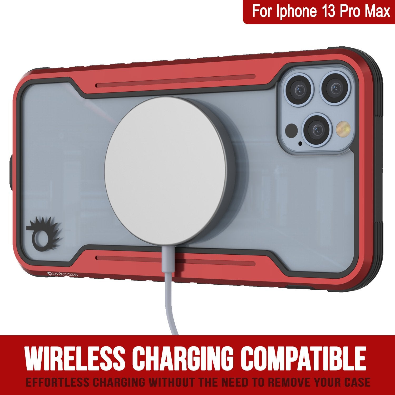 Punkcase iPhone 14 Pro Max Ravenger MAG Defense Case Protective Military Grade Multilayer Cover [Red]