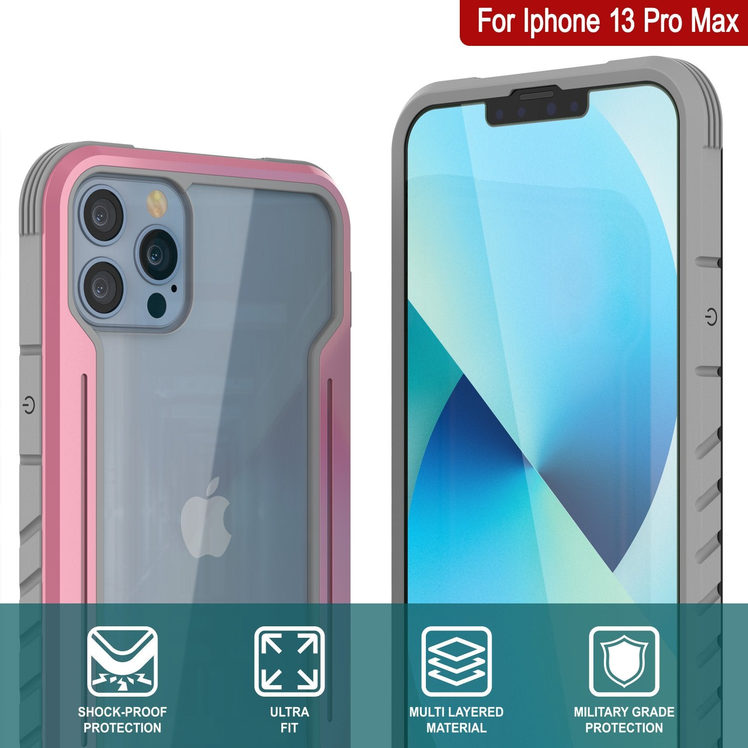 Punkcase iPhone 14 Pro Max Ravenger MAG Defense Case Protective Military Grade Multilayer Cover [Rose-Gold]