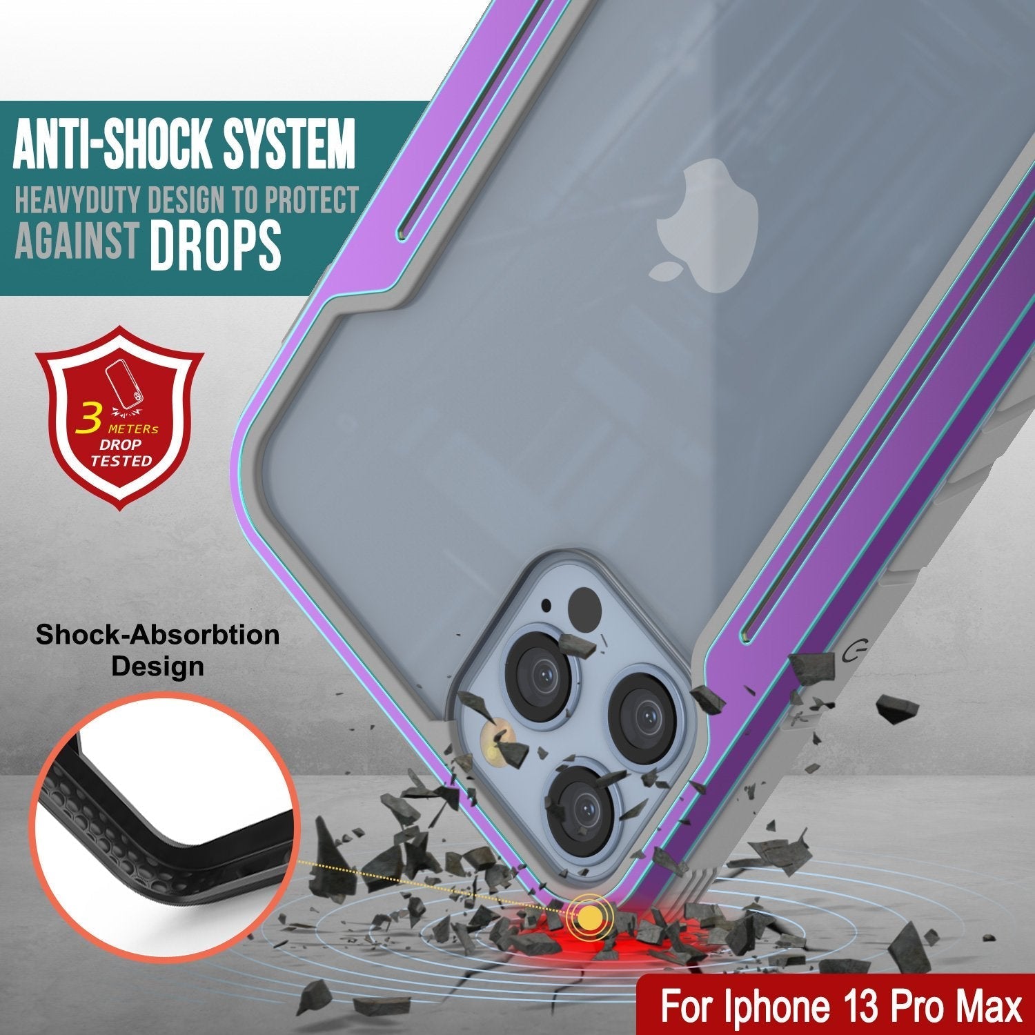 Punkcase iPhone 14 Pro Max Ravenger MAG Defense Case Protective Military Grade Multilayer Cover [Rainbow]