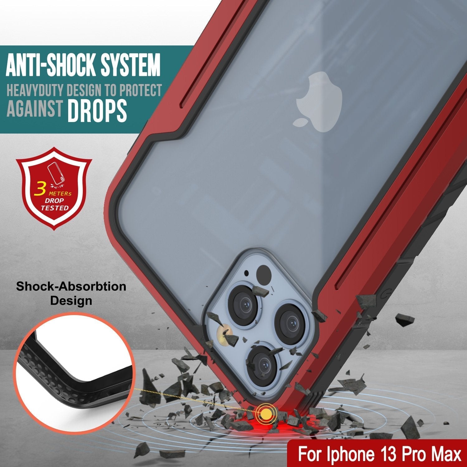 Punkcase iPhone 14 Pro Max Ravenger MAG Defense Case Protective Military Grade Multilayer Cover [Red]