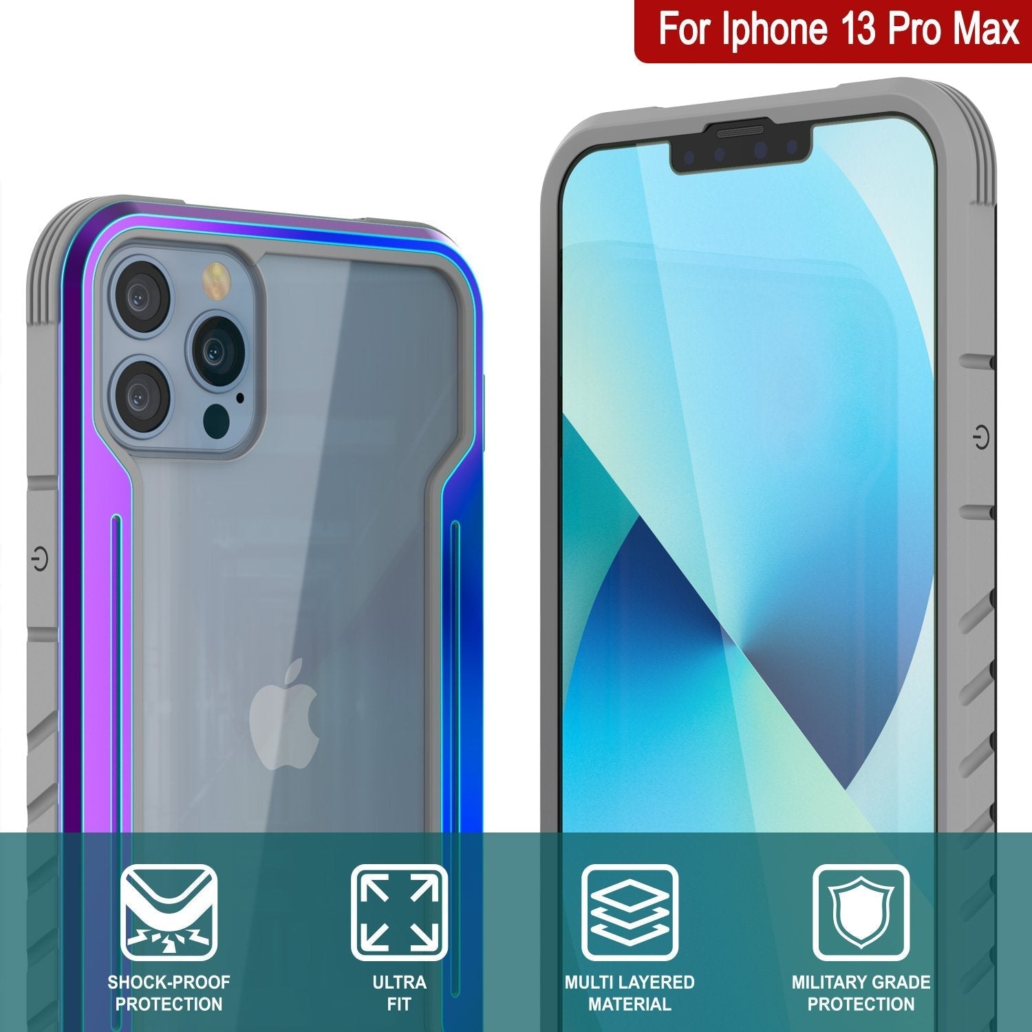 Punkcase iPhone 14 Pro Max Ravenger MAG Defense Case Protective Military Grade Multilayer Cover [Rainbow]