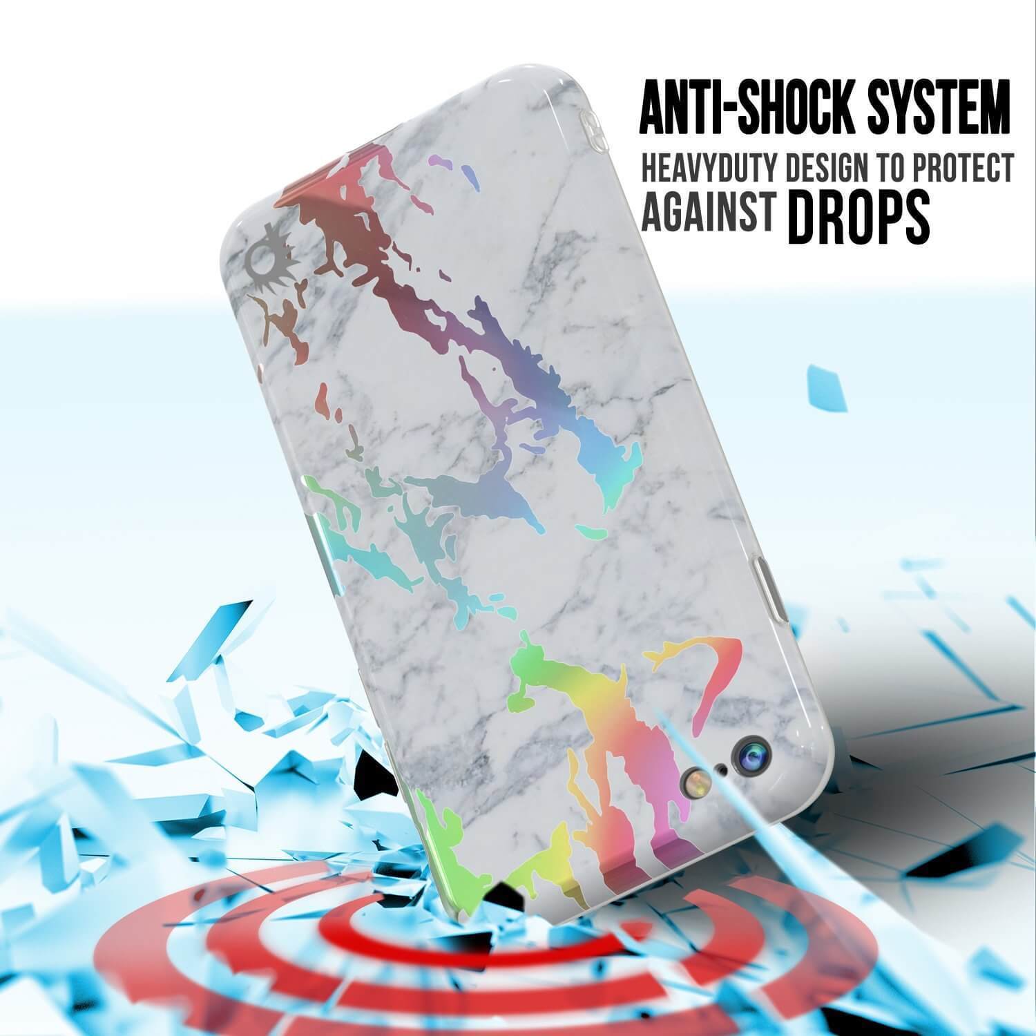 Punkcase iPhone SE (4.7") Marble Case, Protective Full Body Cover W/9H Tempered Glass Screen Protector (Blanco Marmo)