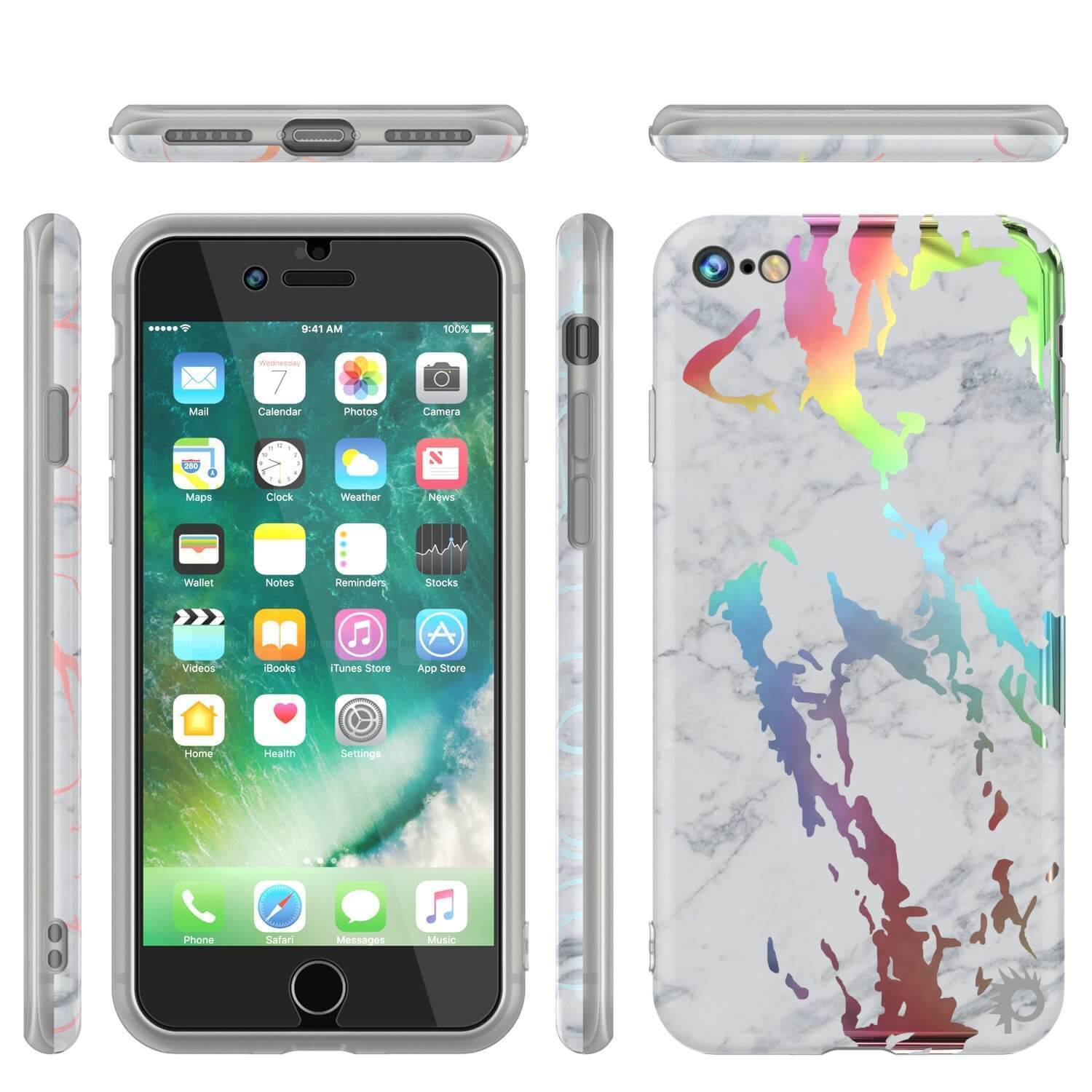 Punkcase iPhone SE (4.7") Marble Case, Protective Full Body Cover W/9H Tempered Glass Screen Protector (Blanco Marmo)