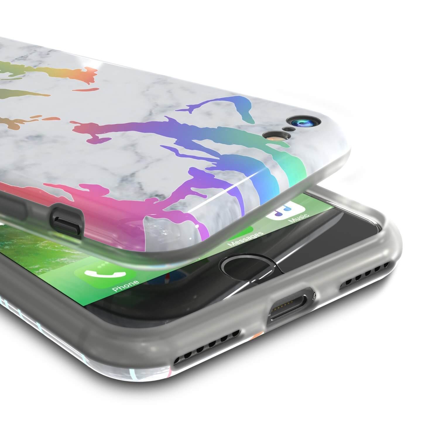 Punkcase iPhone SE (4.7") Marble Case, Protective Full Body Cover W/9H Tempered Glass Screen Protector (Blanco Marmo)