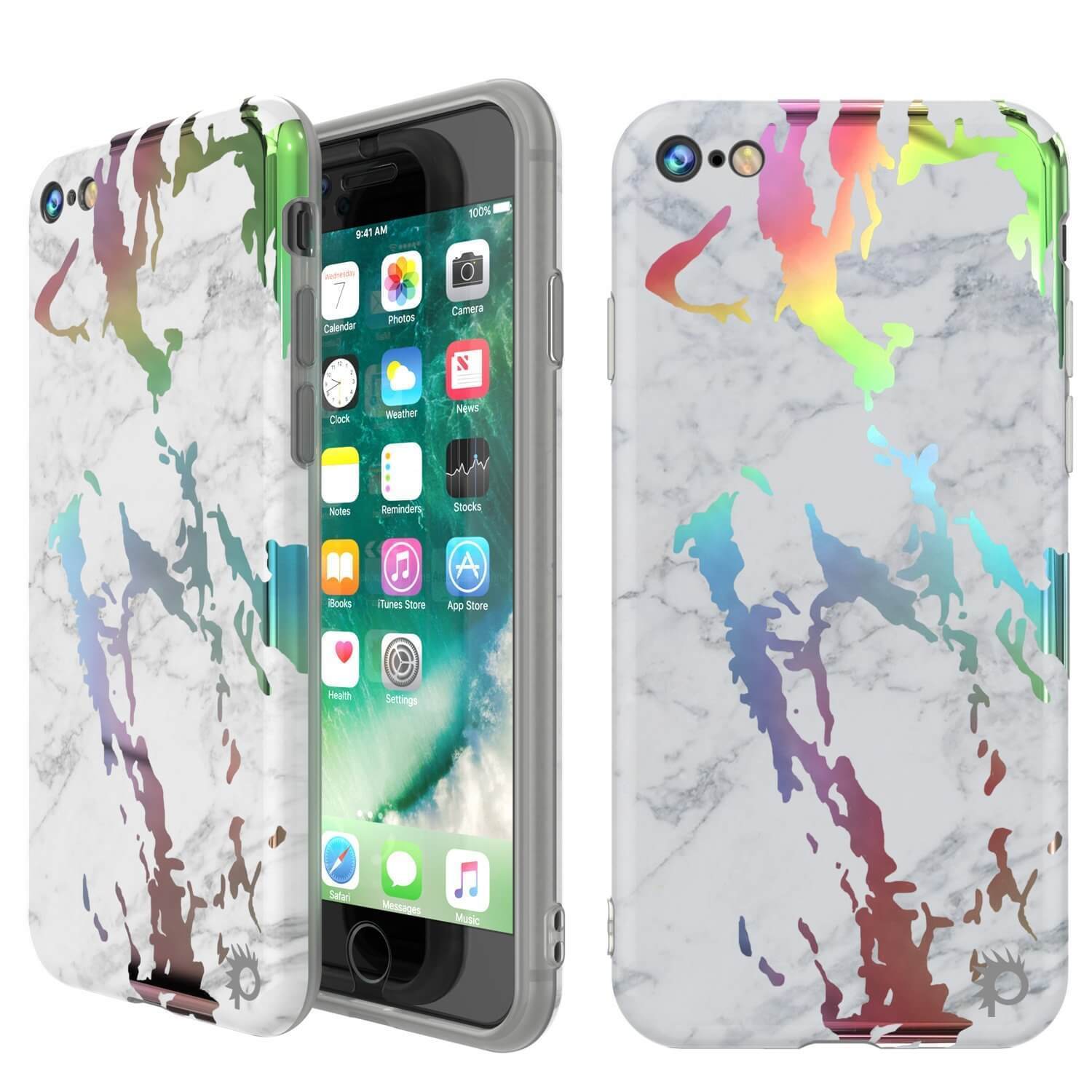 Punkcase iPhone SE (4.7") Marble Case, Protective Full Body Cover W/9H Tempered Glass Screen Protector (Blanco Marmo)