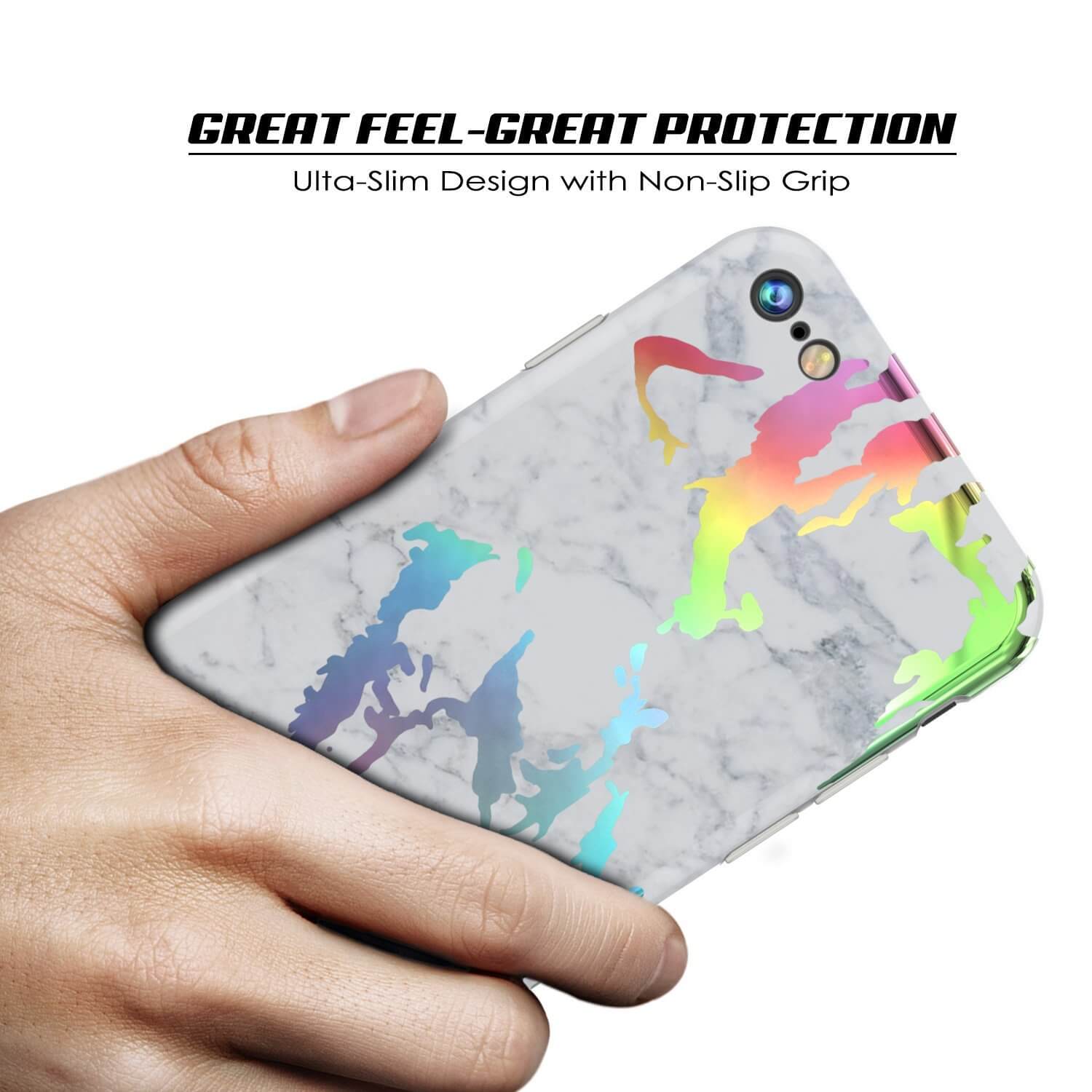 Punkcase iPhone 8 / 7 Marble Case, Protective Full Body Cover W/9H Tempered Glass Screen Protector (Blanco Marmo)