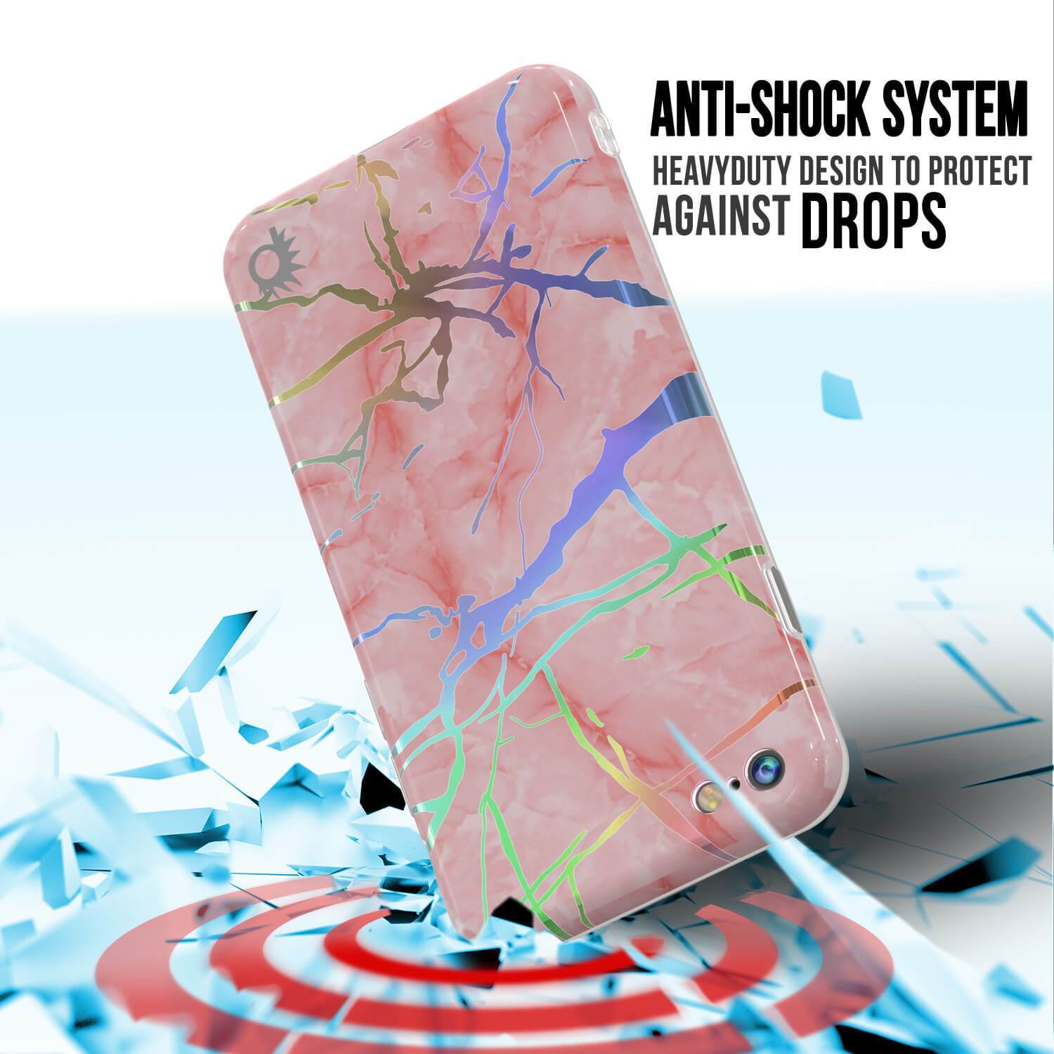 Punkcase iPhone SE (4.7") Marble Case, Protective Full Body Cover W/9H Tempered Glass Screen Protector (Rose Mirage)