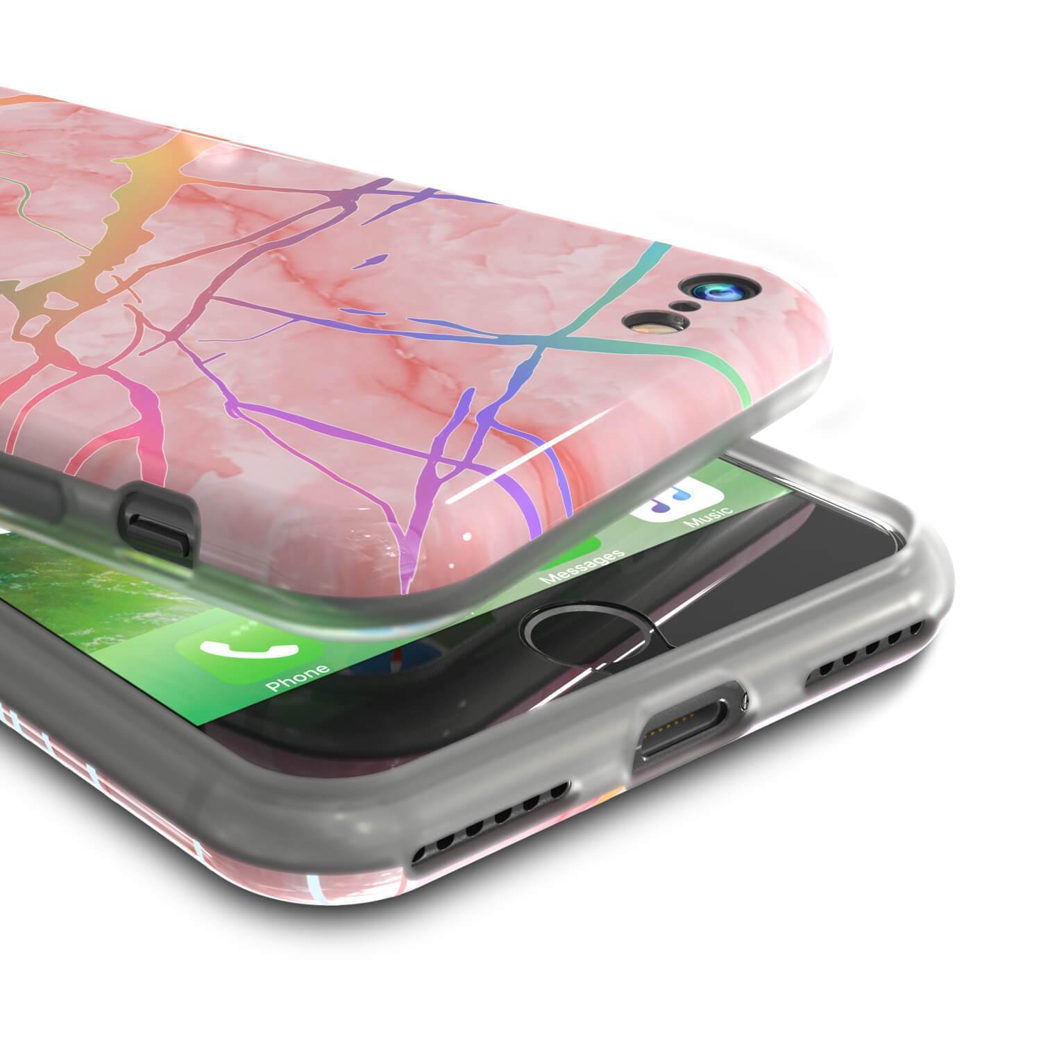 Punkcase iPhone SE (4.7") Marble Case, Protective Full Body Cover W/9H Tempered Glass Screen Protector (Rose Mirage)