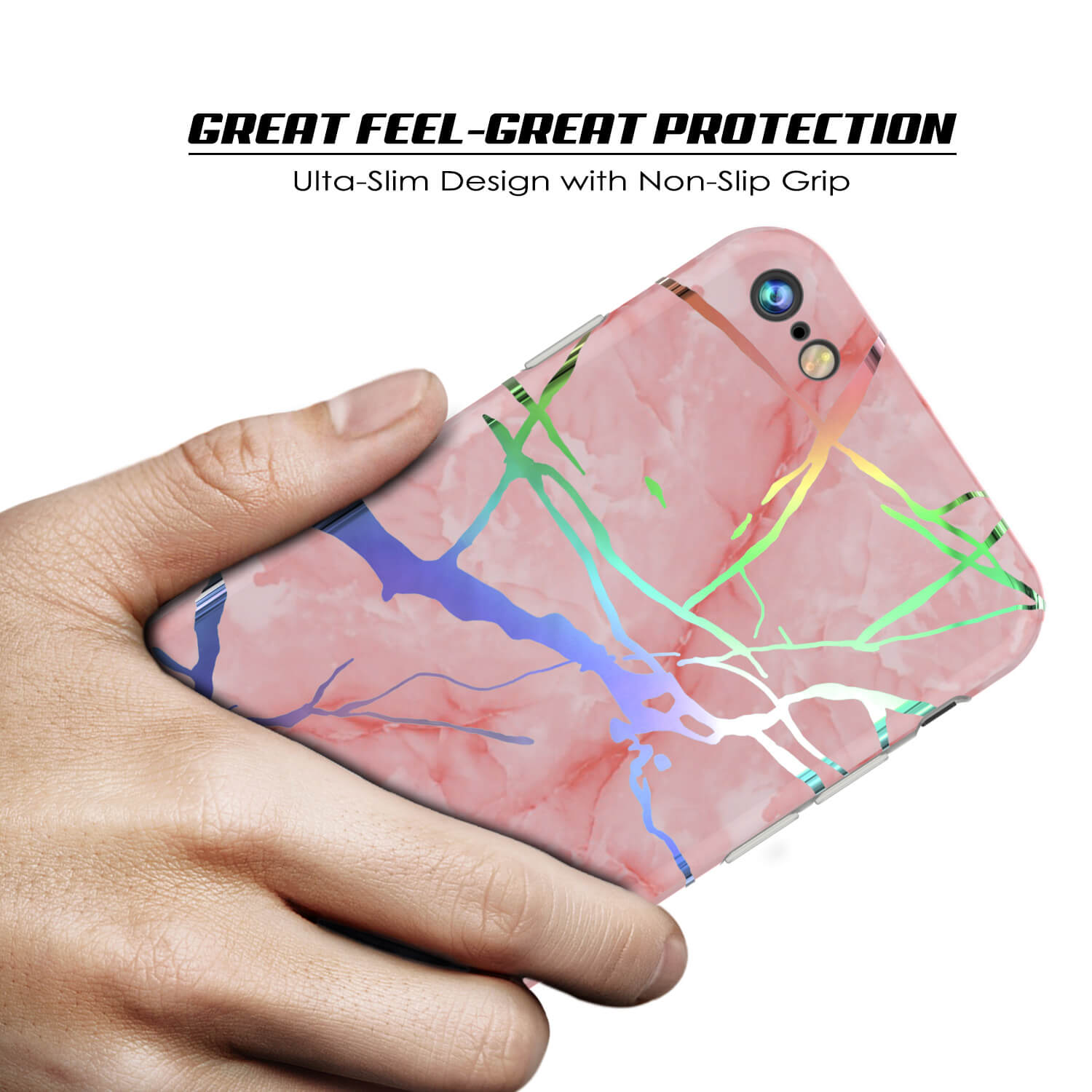 Punkcase iPhone 8 / 7 Marble Case, Protective Full Body Cover W/9H Tempered Glass Screen Protector (Rose Mirage)