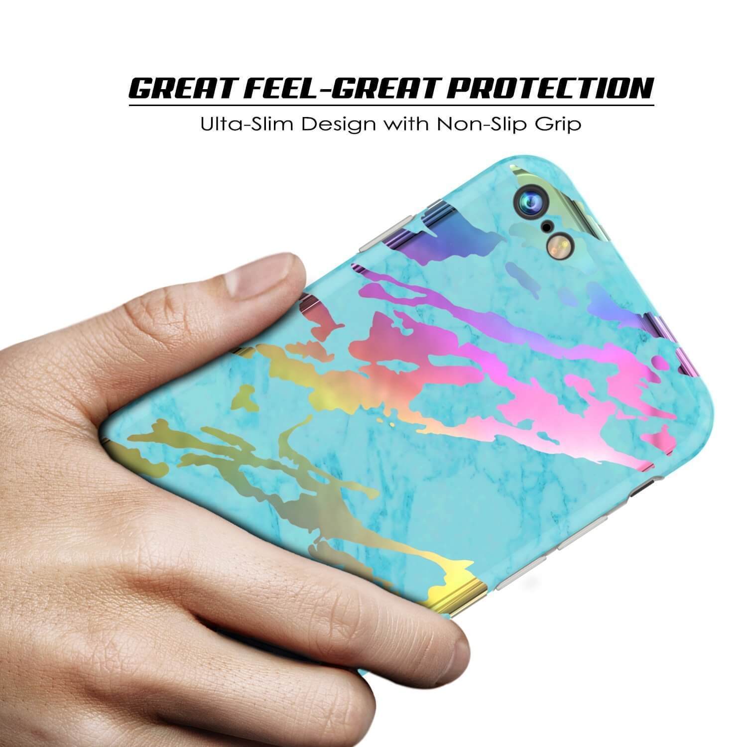 Punkcase iPhone SE (4.7") Marble Case, Protective Full Body Cover W/9H Tempered Glass Screen Protector (Teal Onyx)