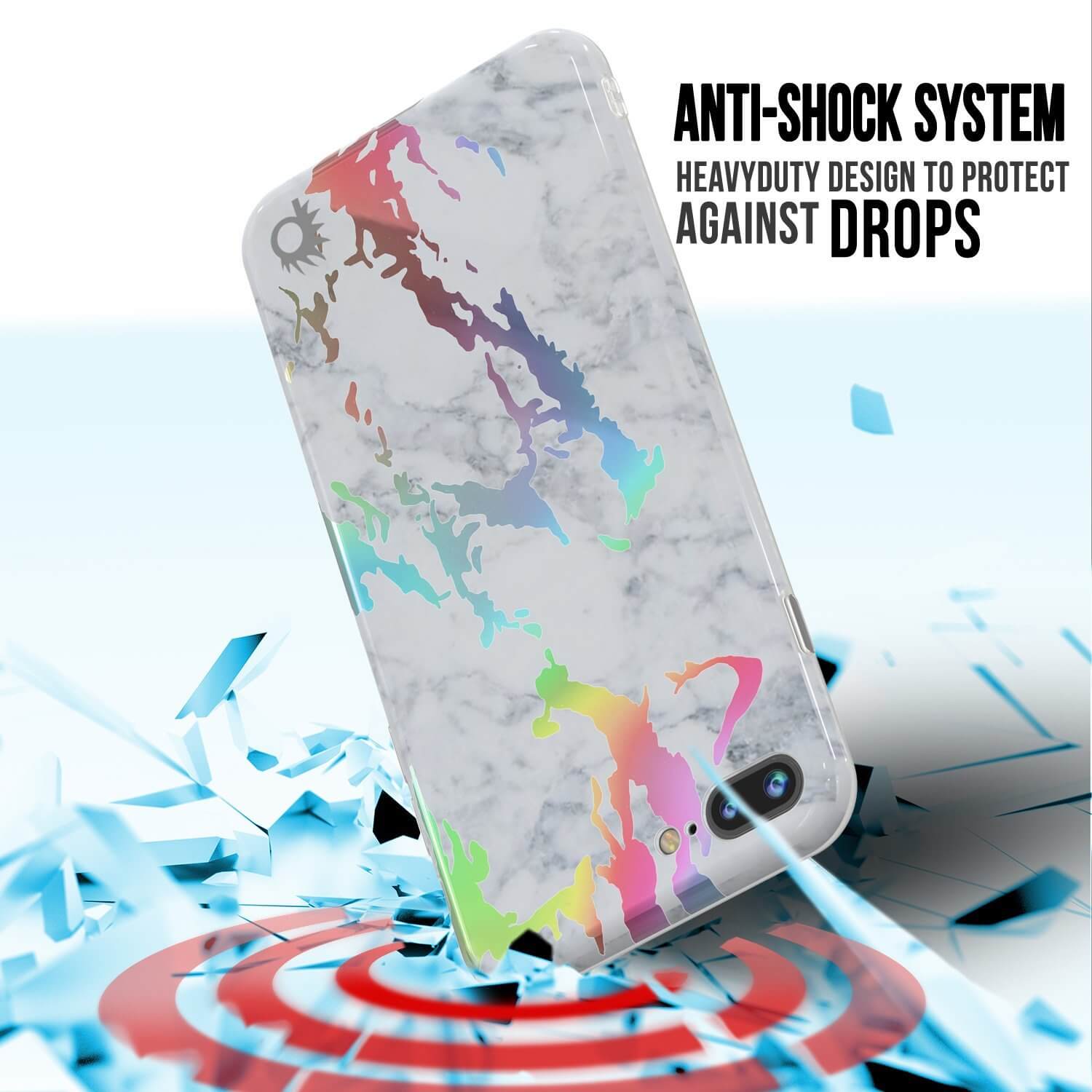 Punkcase iPhone 8+ / 7+ Plus Marble Case, Protective Full Body Cover W/9H Tempered Glass Screen Protector (Blanco Marmo)