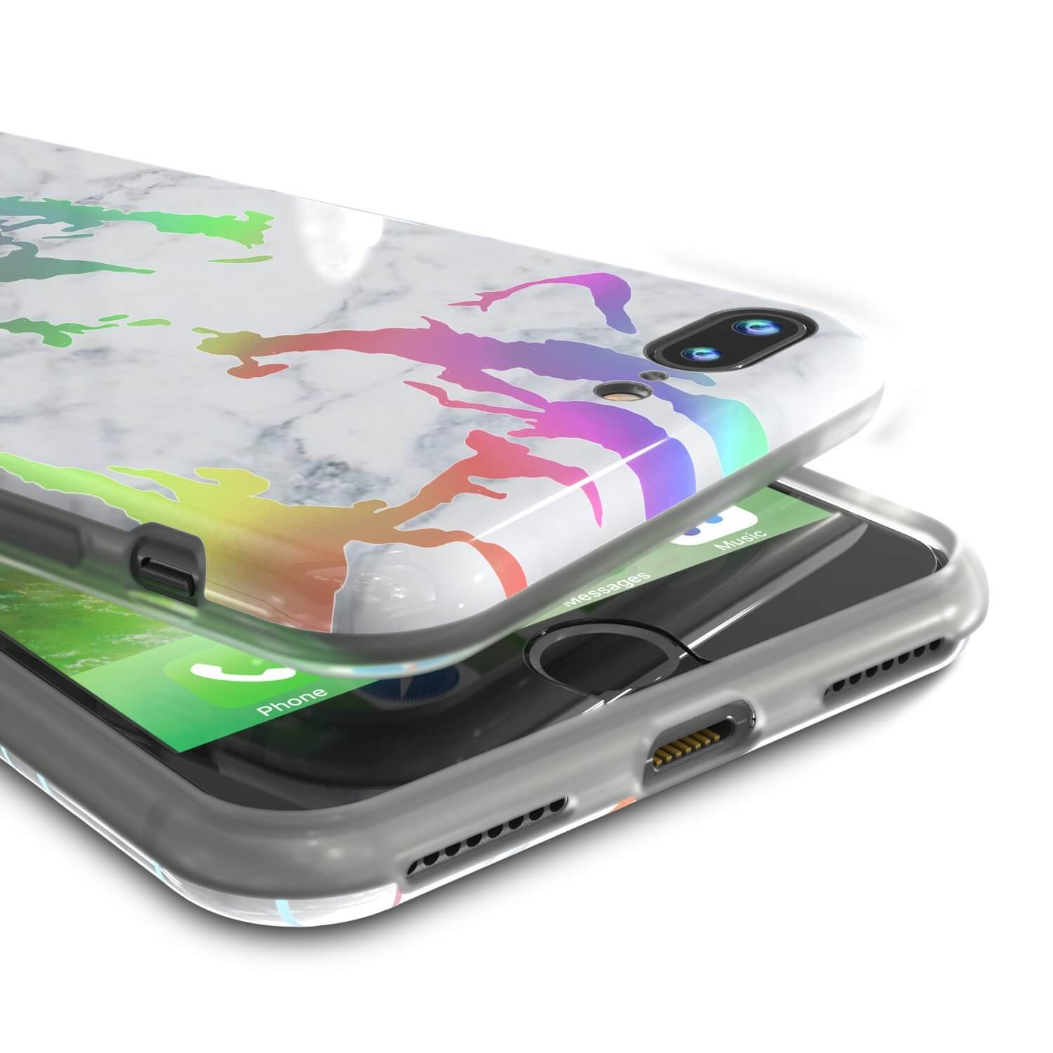 Punkcase iPhone 8+ / 7+ Plus Marble Case, Protective Full Body Cover W/9H Tempered Glass Screen Protector (Blanco Marmo)