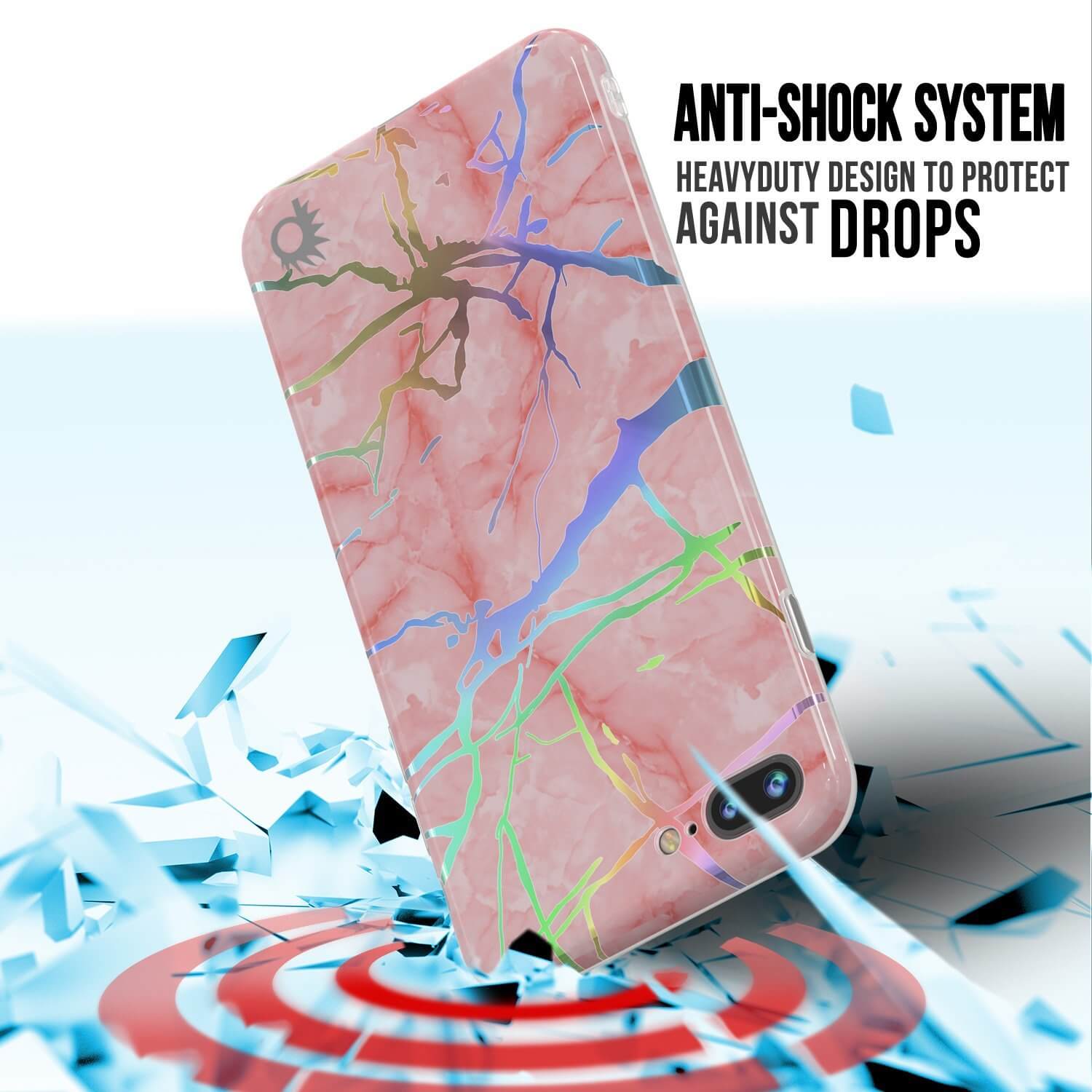 Punkcase iPhone 8+ / 7+ Plus Marble Case, Protective Full Body Cover W/9H Tempered Glass Screen Protector (Rose Mirage)