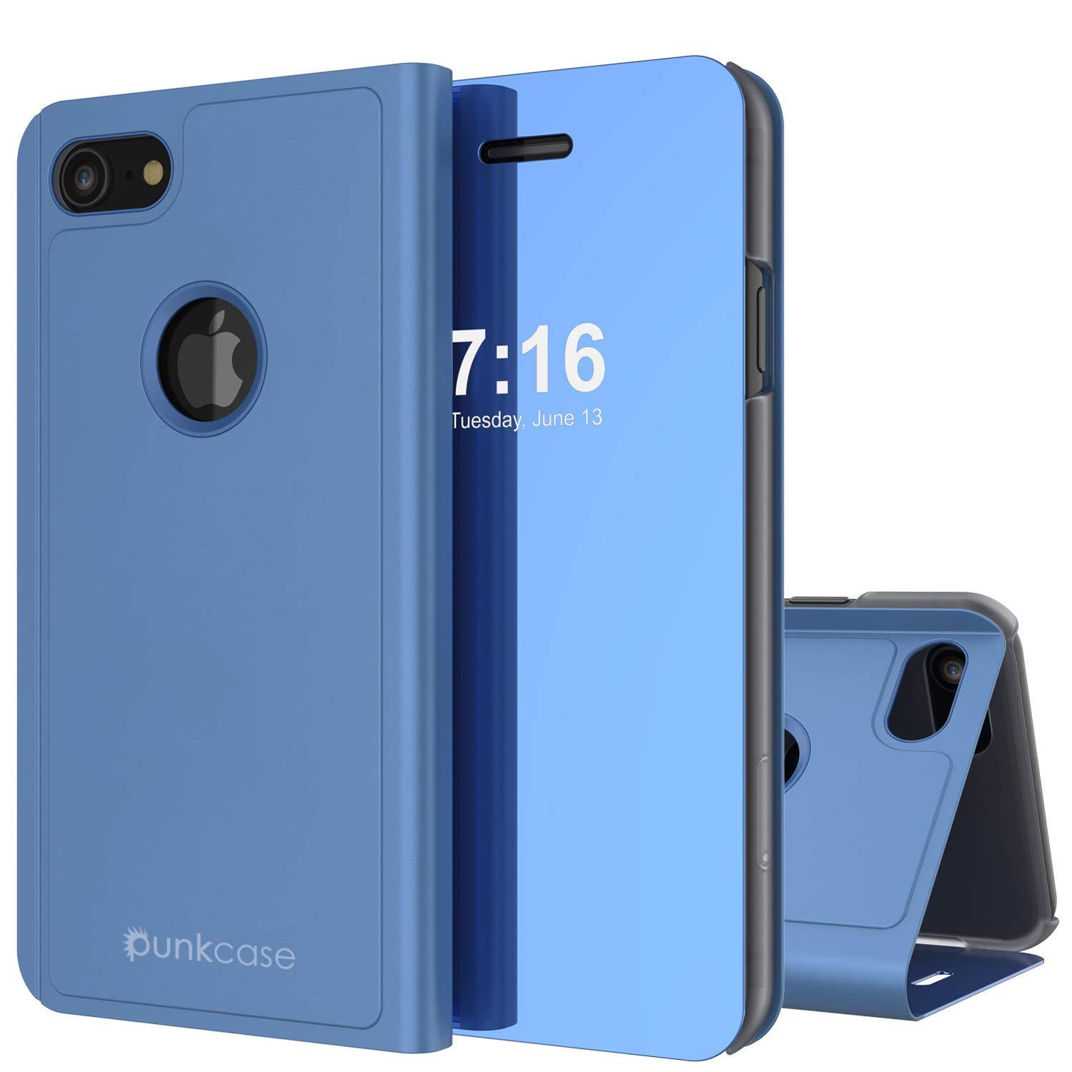 Punkcase iPhone SE (4.7") Reflector Case Protective Flip Cover [Blue]
