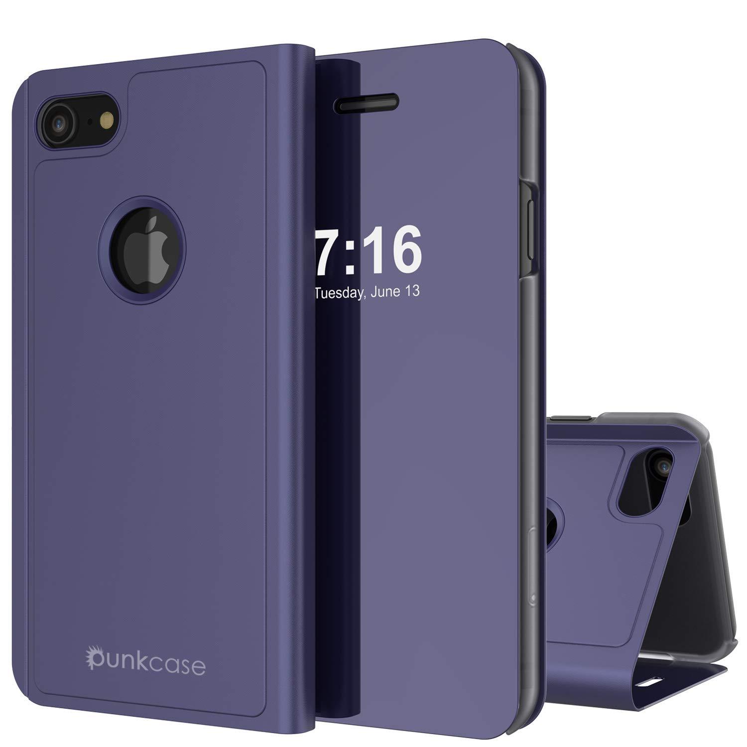 Punkcase iPhone SE (4.7") Reflector Case Protective Flip Cover [Purple]