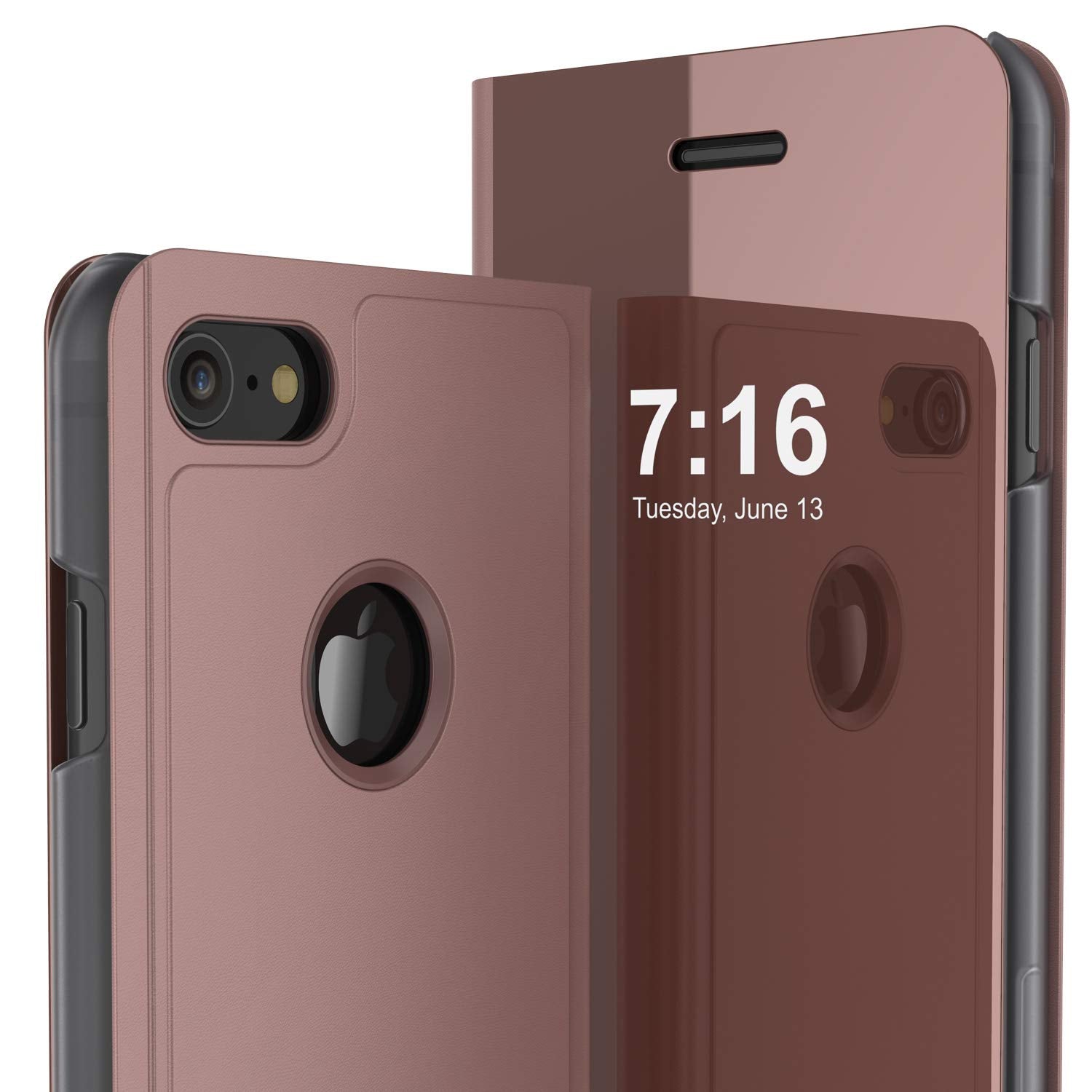 Punkcase iPhone 7 Reflector Case Protective Flip Cover [Rose]