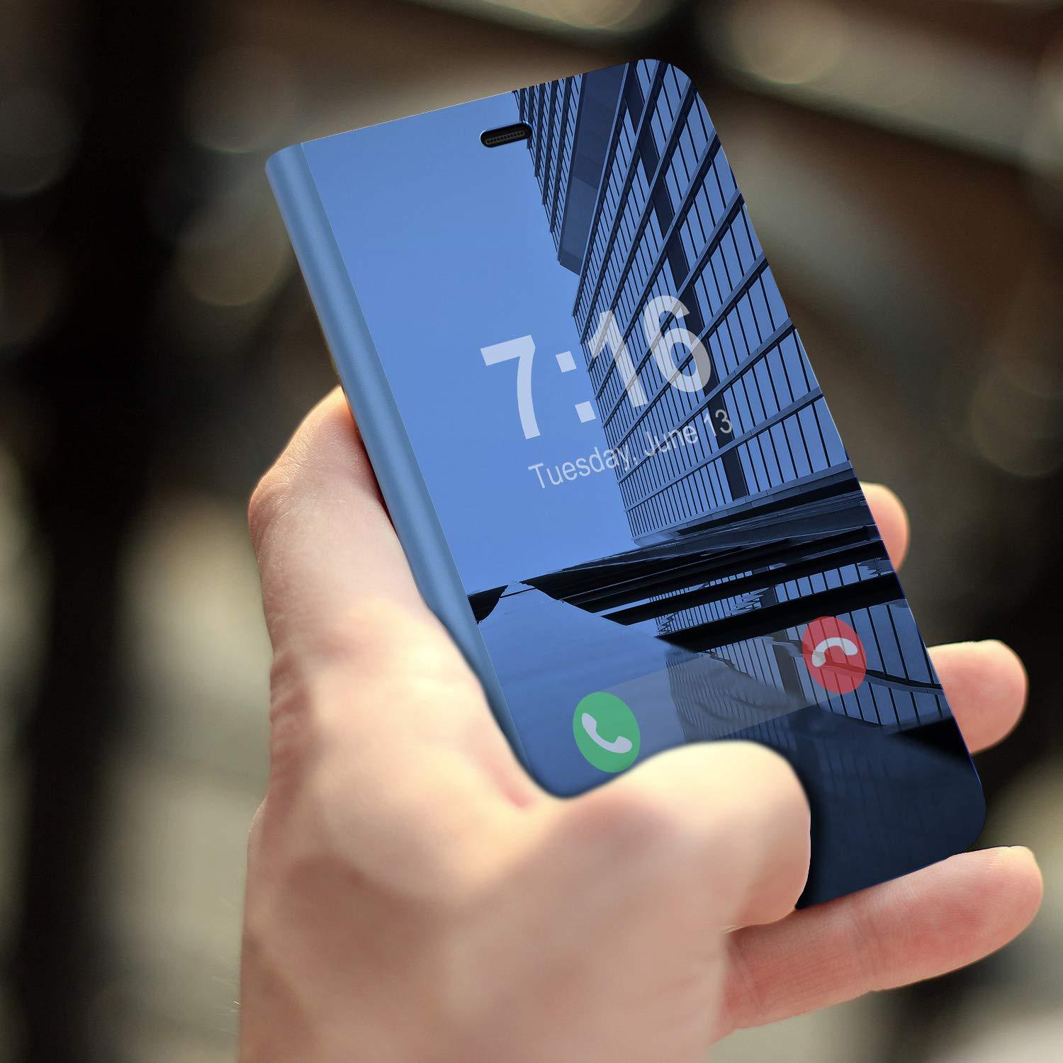 Punkcase iPhone SE (4.7") Reflector Case Protective Flip Cover [Blue]