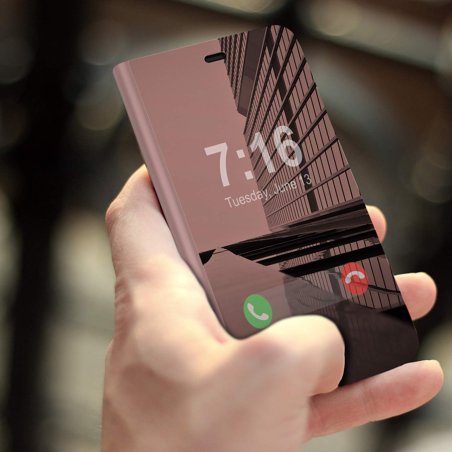 Punkcase iPhone 7 Reflector Case Protective Flip Cover [Rose]