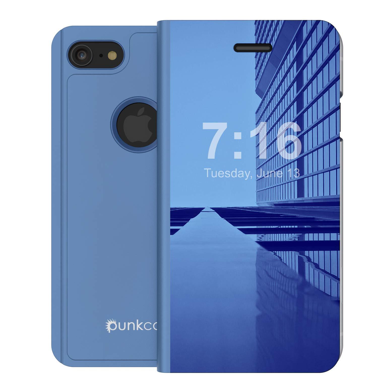 Punkcase iPhone SE (4.7") Reflector Case Protective Flip Cover [Blue]