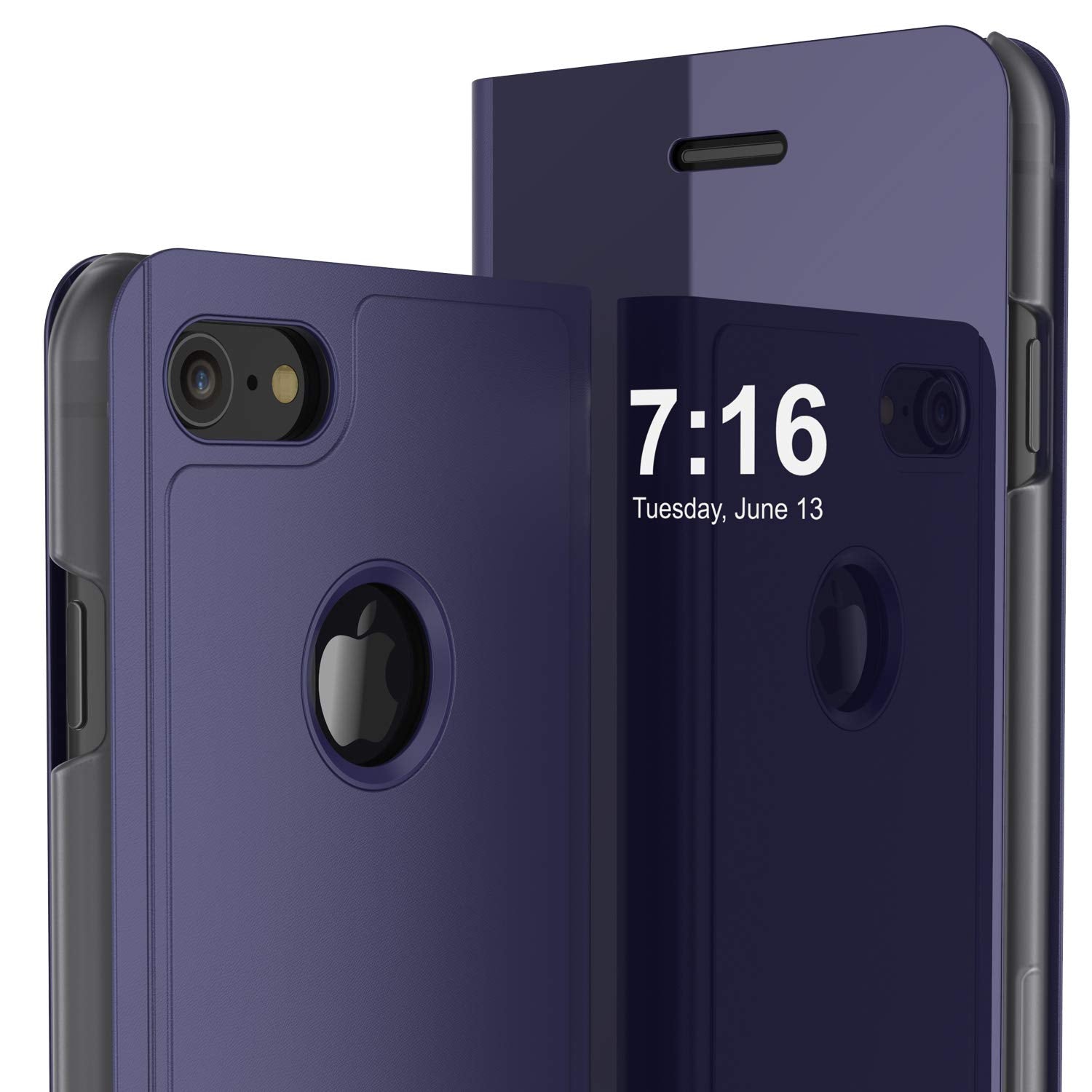 Punkcase iPhone 7 Reflector Case Protective Flip Cover [Purple]