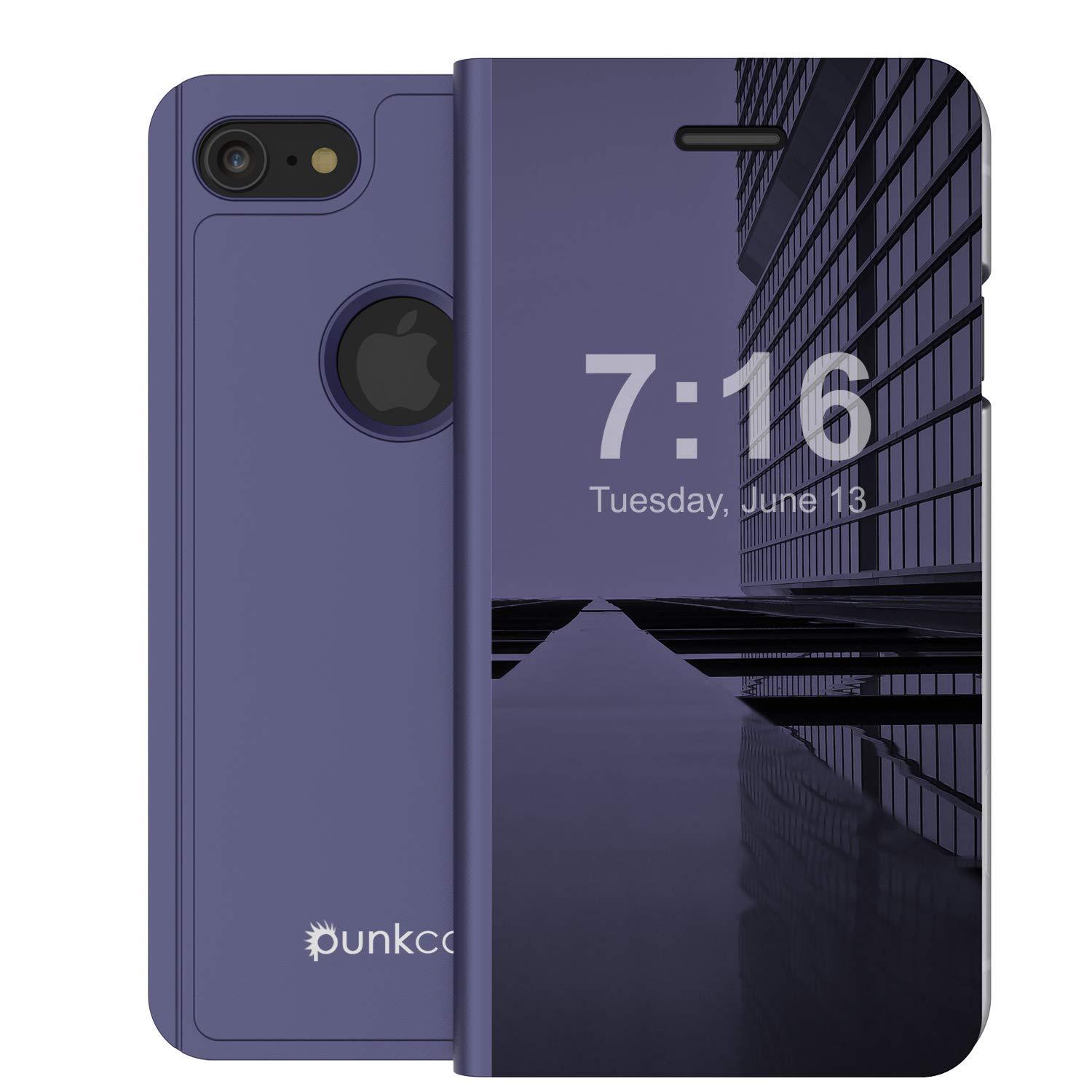 Punkcase iPhone SE (4.7") Reflector Case Protective Flip Cover [Purple]