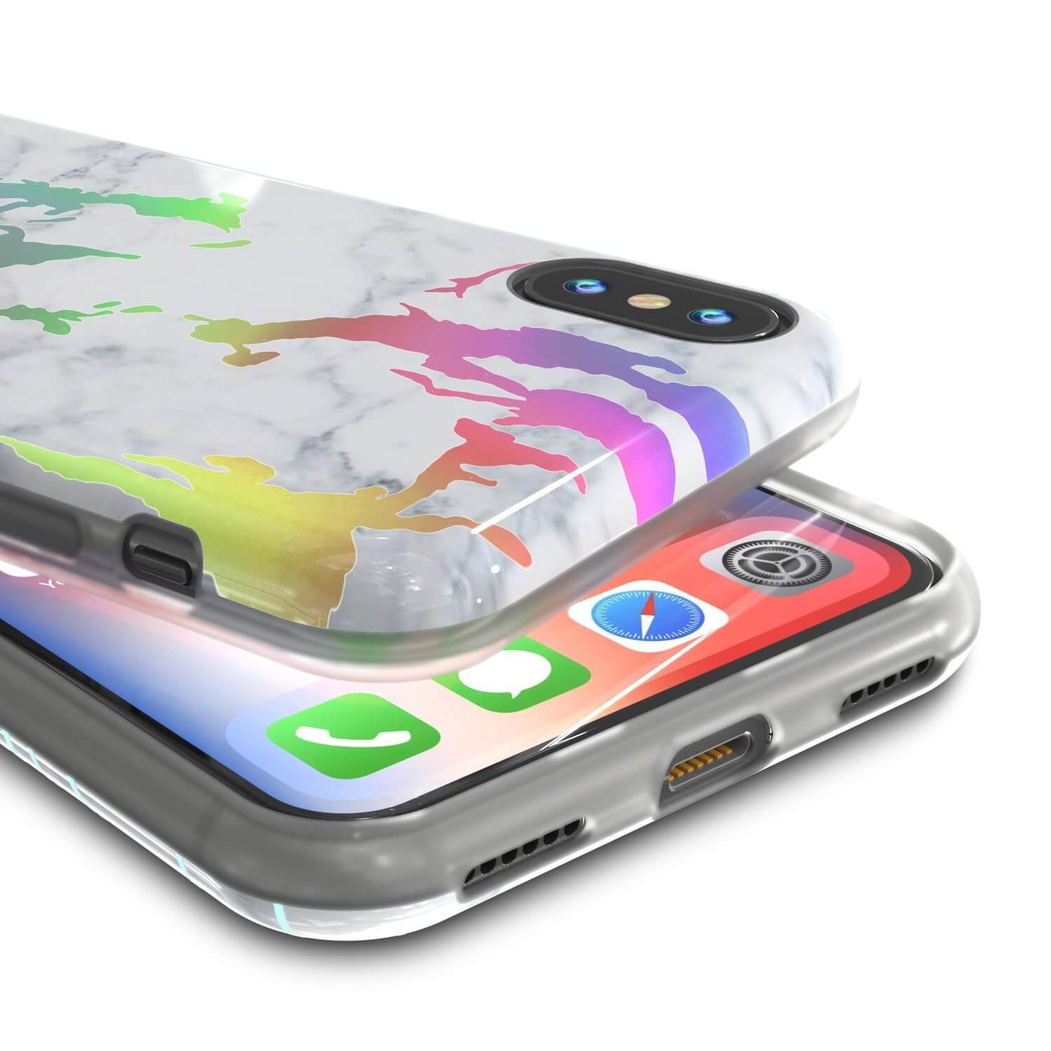 Punkcase iPhone X Marble Case, Protective Full Body Cover W/9H Tempered Glass Screen Protector (Blanco Marmo)