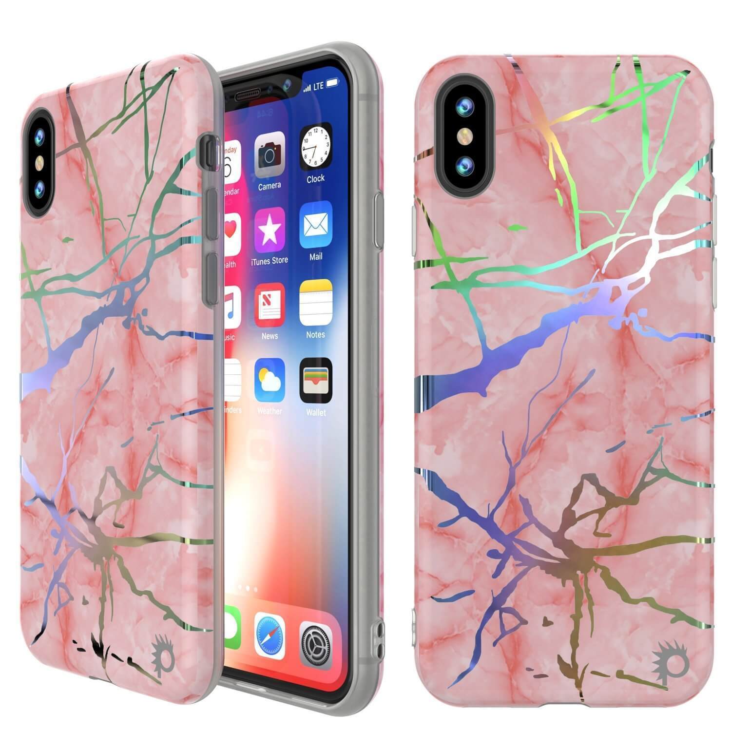 Punkcase iPhone XR Marble Case, Protective Full Body Cover (Rose