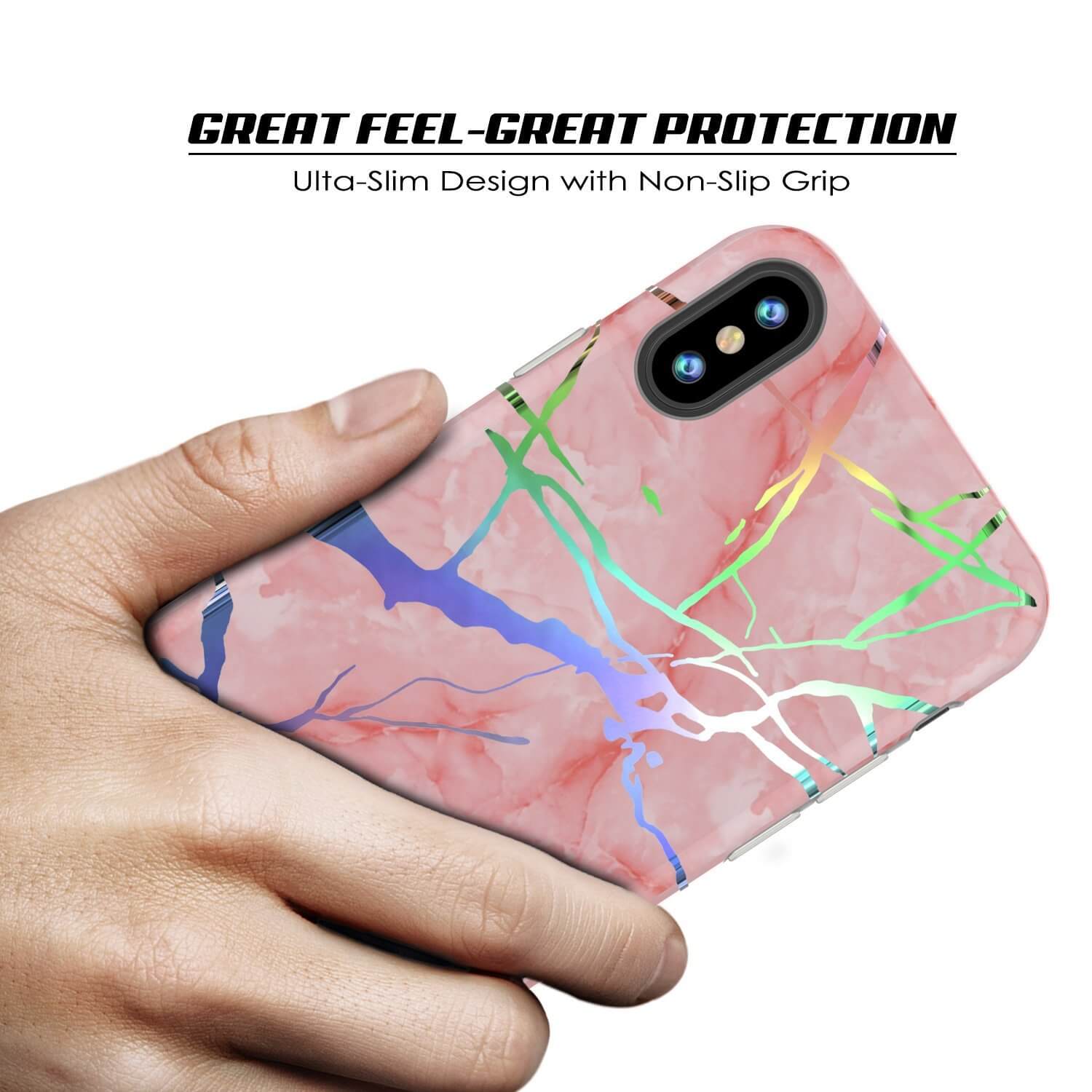 Punkcase iPhone X Marble Case, Protective Full Body Cover W/9H