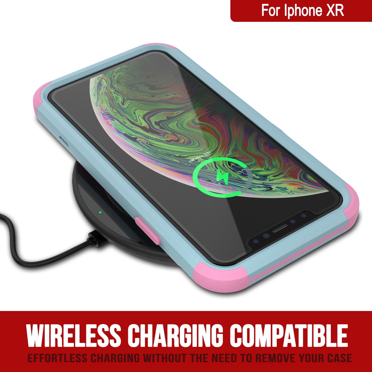 Punkcase for iPhone XR Belt Clip Multilayer Holster Case [Patron Series] [Mint-Pink]