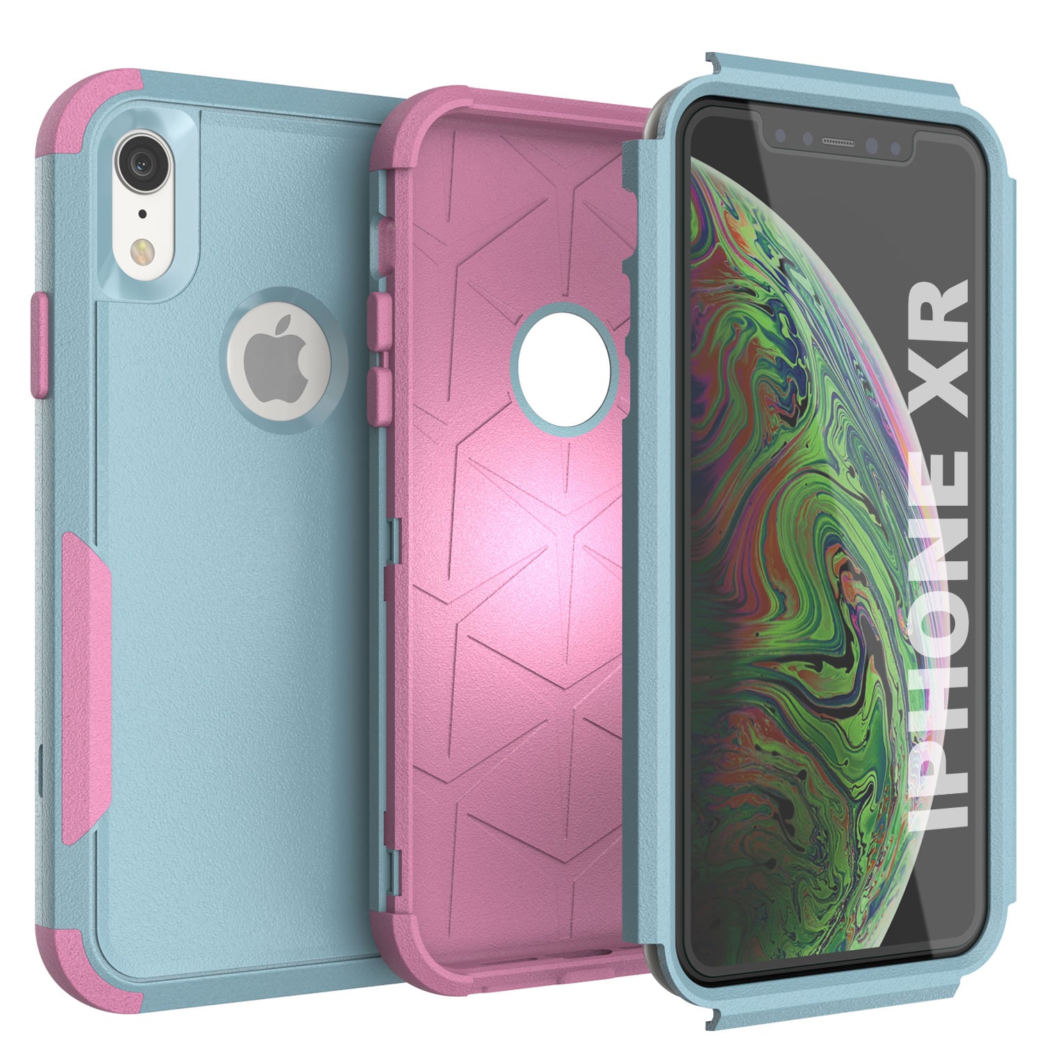 Punkcase for iPhone XR Belt Clip Multilayer Holster Case [Patron Series] [Mint-Pink]