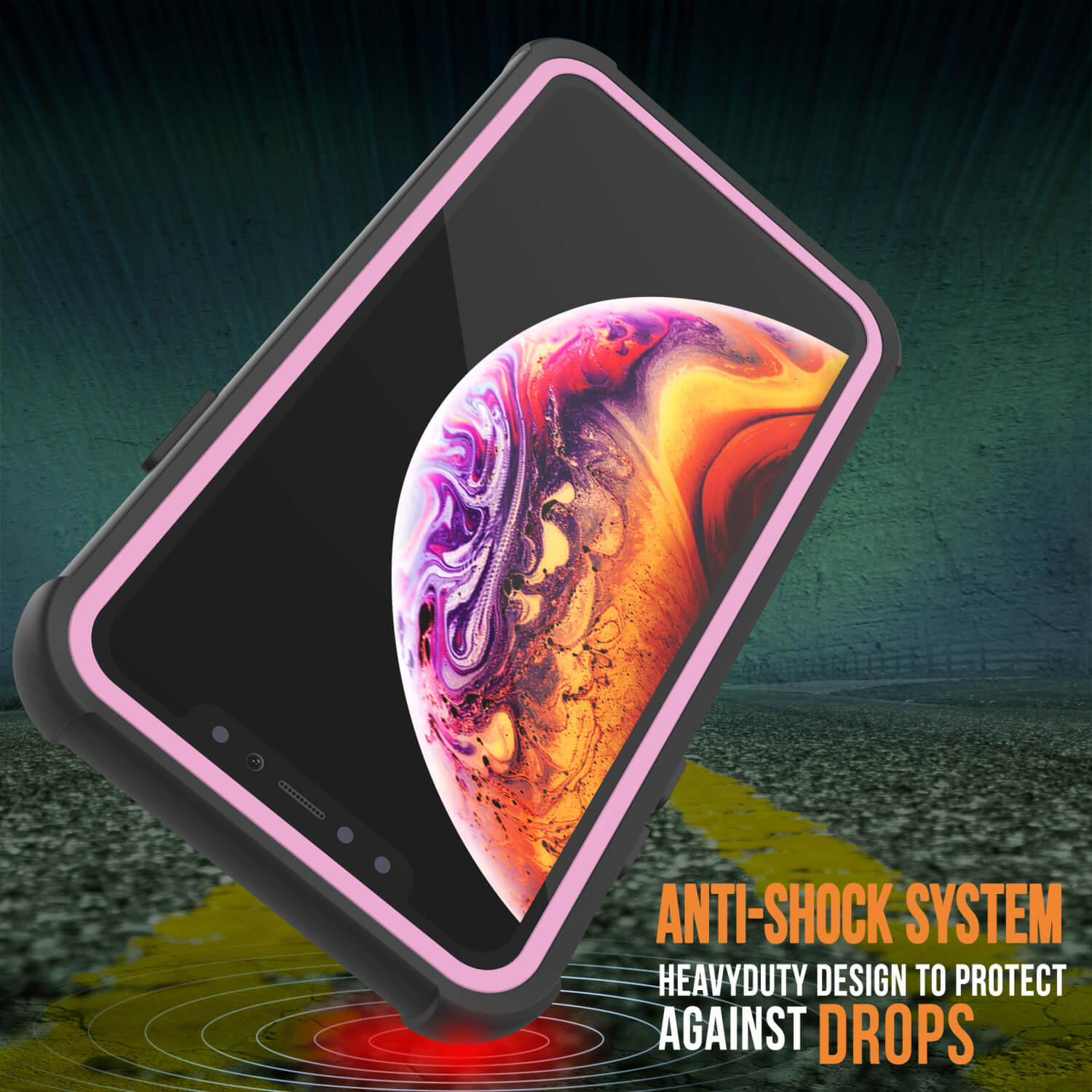 PunkCase iPhone XR Case, [Spartan Series] Clear Rugged Heavy Duty Cover W/Built in Screen Protector [Pink]